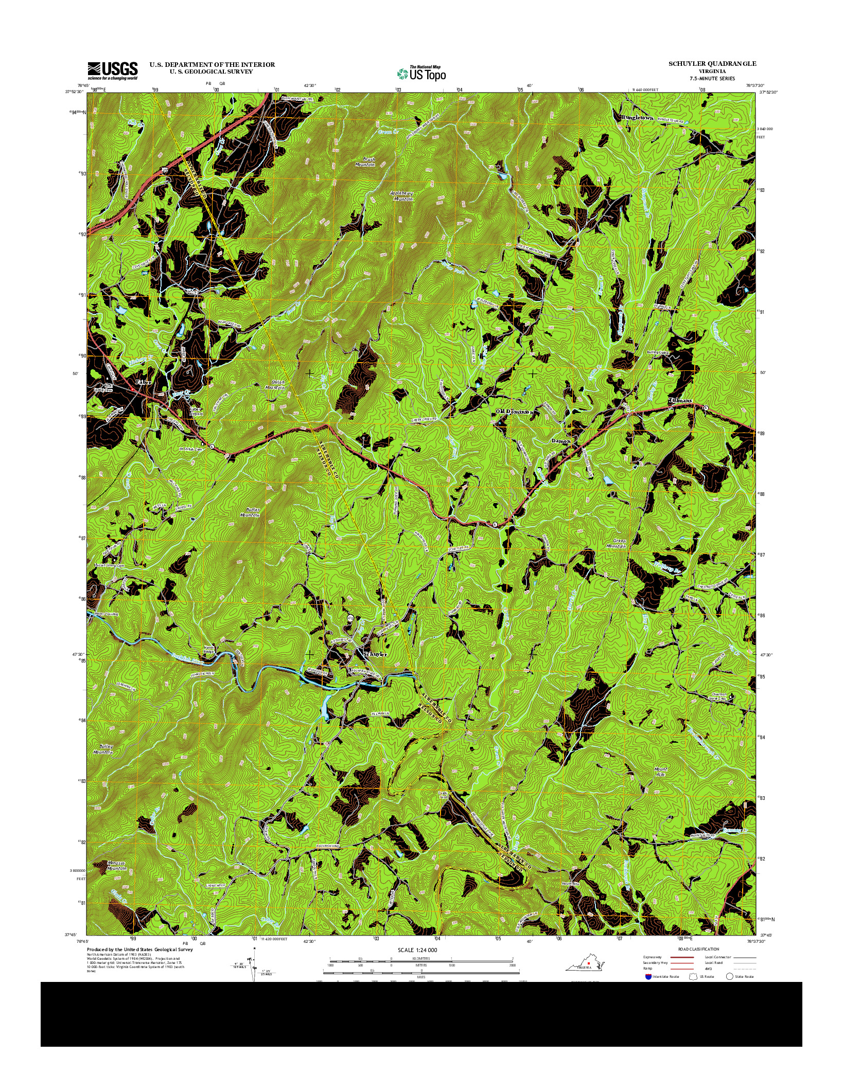 USGS US TOPO 7.5-MINUTE MAP FOR SCHUYLER, VA 2013