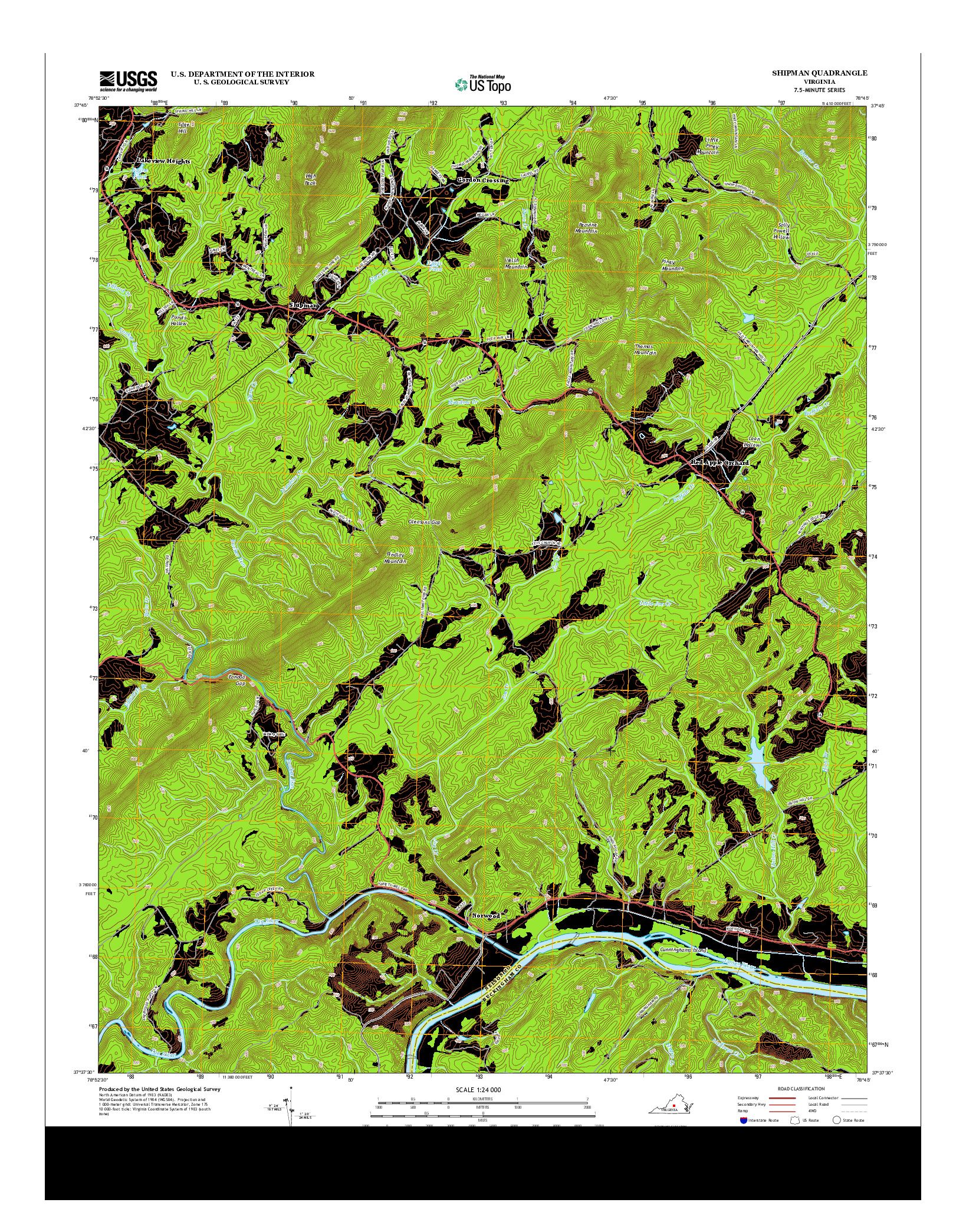 USGS US TOPO 7.5-MINUTE MAP FOR SHIPMAN, VA 2013