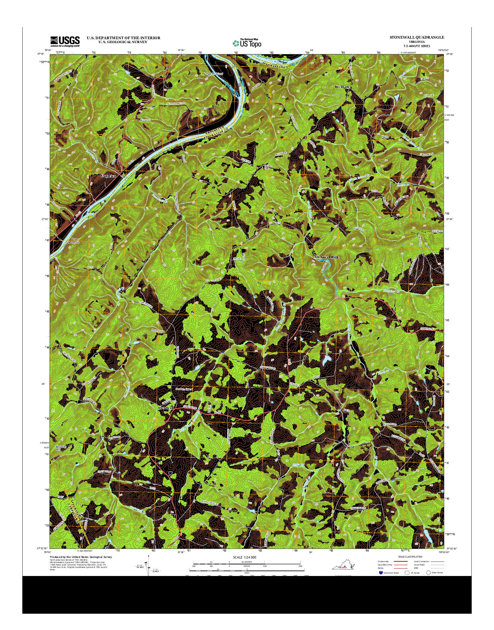 USGS US TOPO 7.5-MINUTE MAP FOR STONEWALL, VA 2013