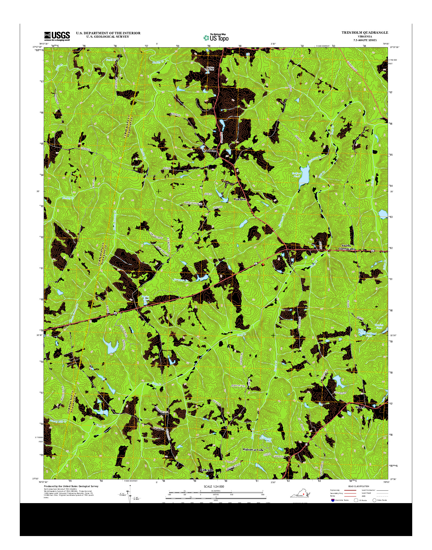 USGS US TOPO 7.5-MINUTE MAP FOR TRENHOLM, VA 2013