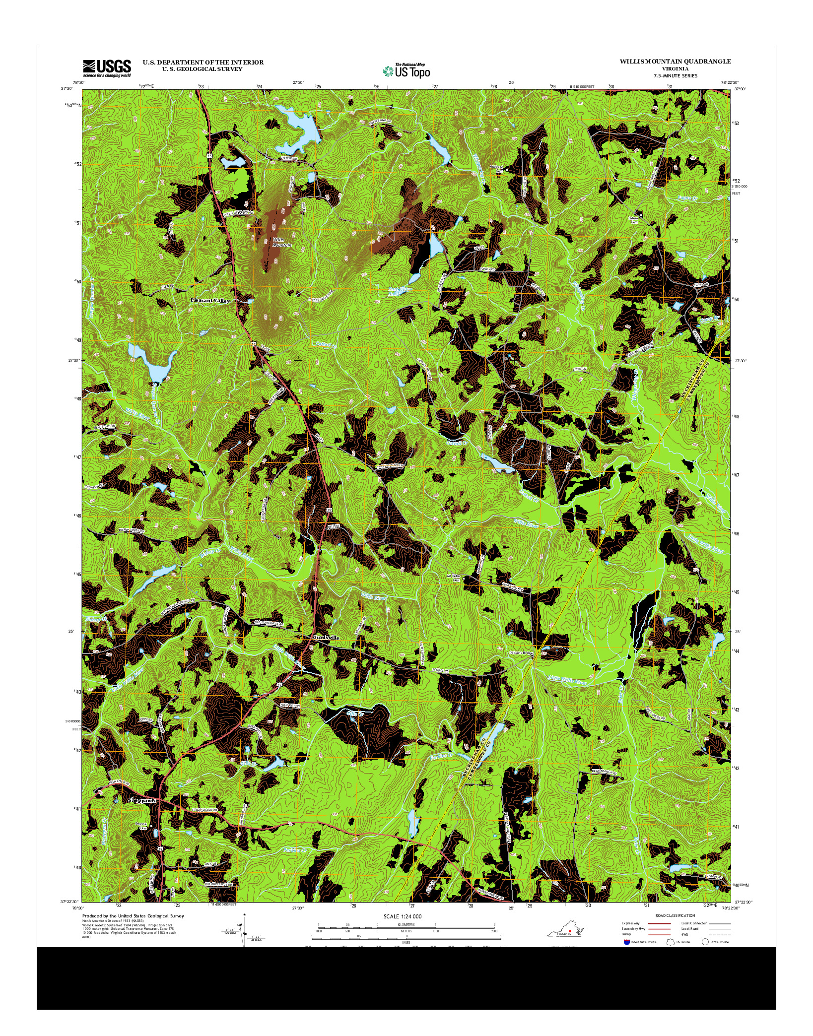 USGS US TOPO 7.5-MINUTE MAP FOR WILLIS MOUNTAIN, VA 2013
