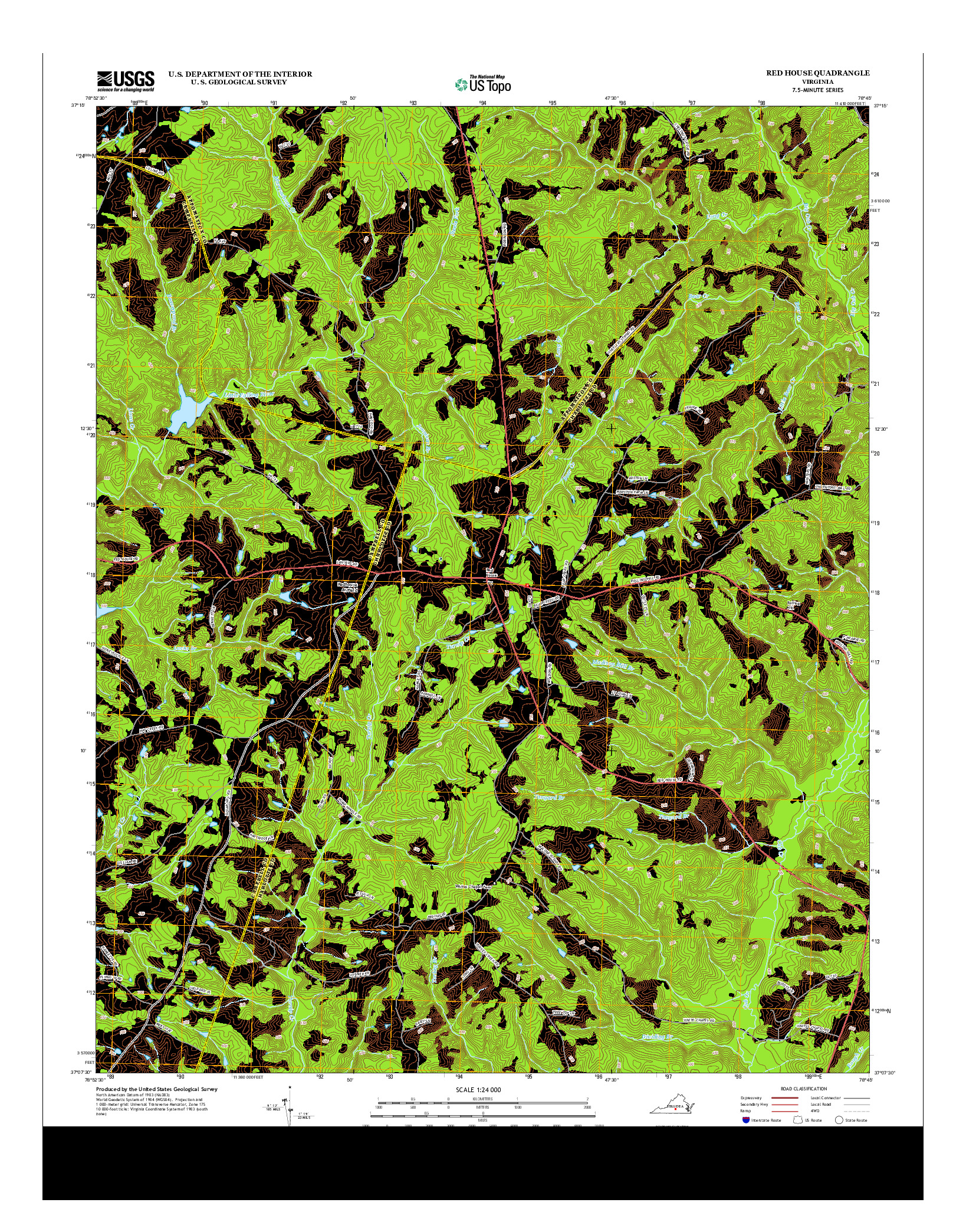 USGS US TOPO 7.5-MINUTE MAP FOR RED HOUSE, VA 2013