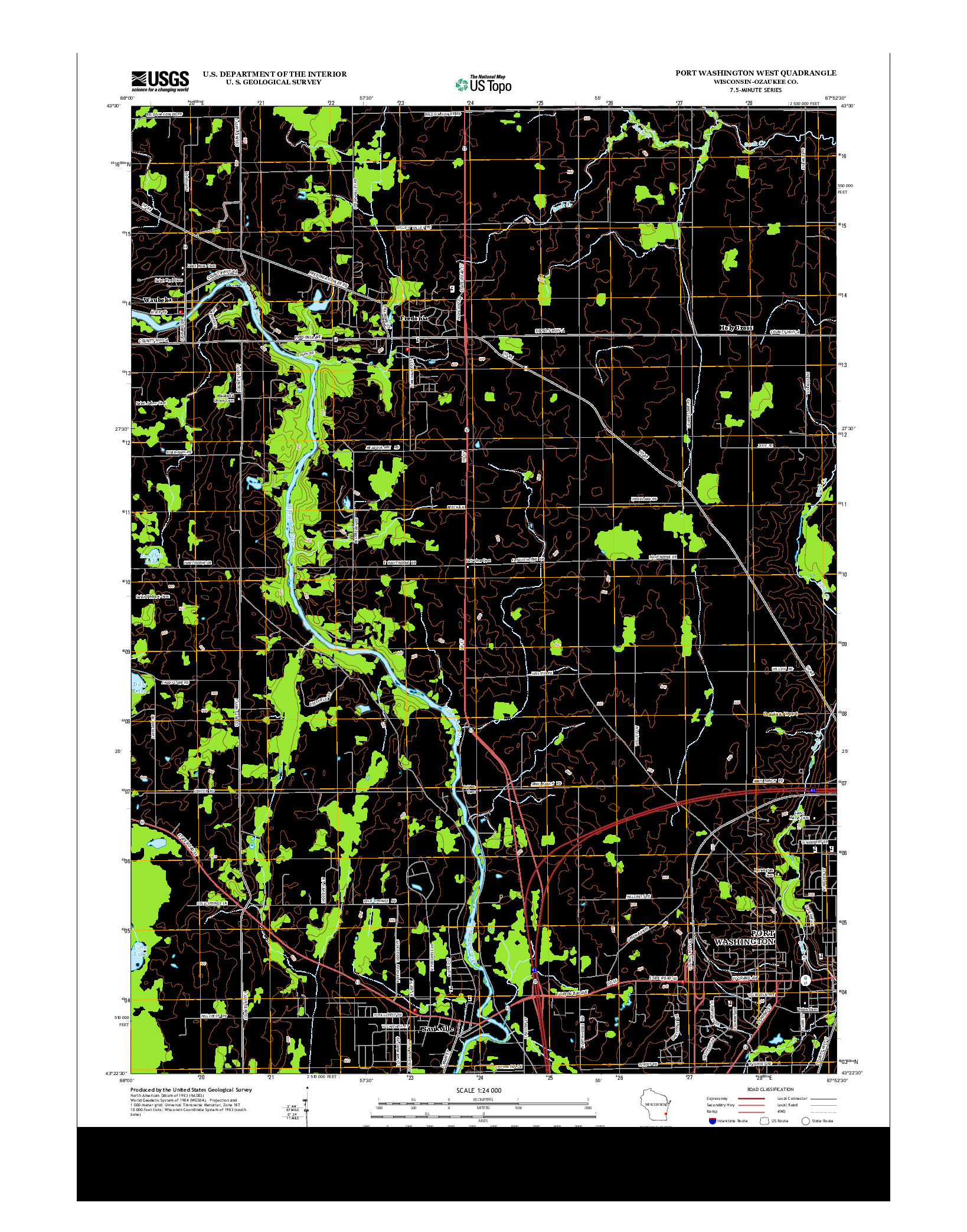 USGS US TOPO 7.5-MINUTE MAP FOR PORT WASHINGTON WEST, WI 2013