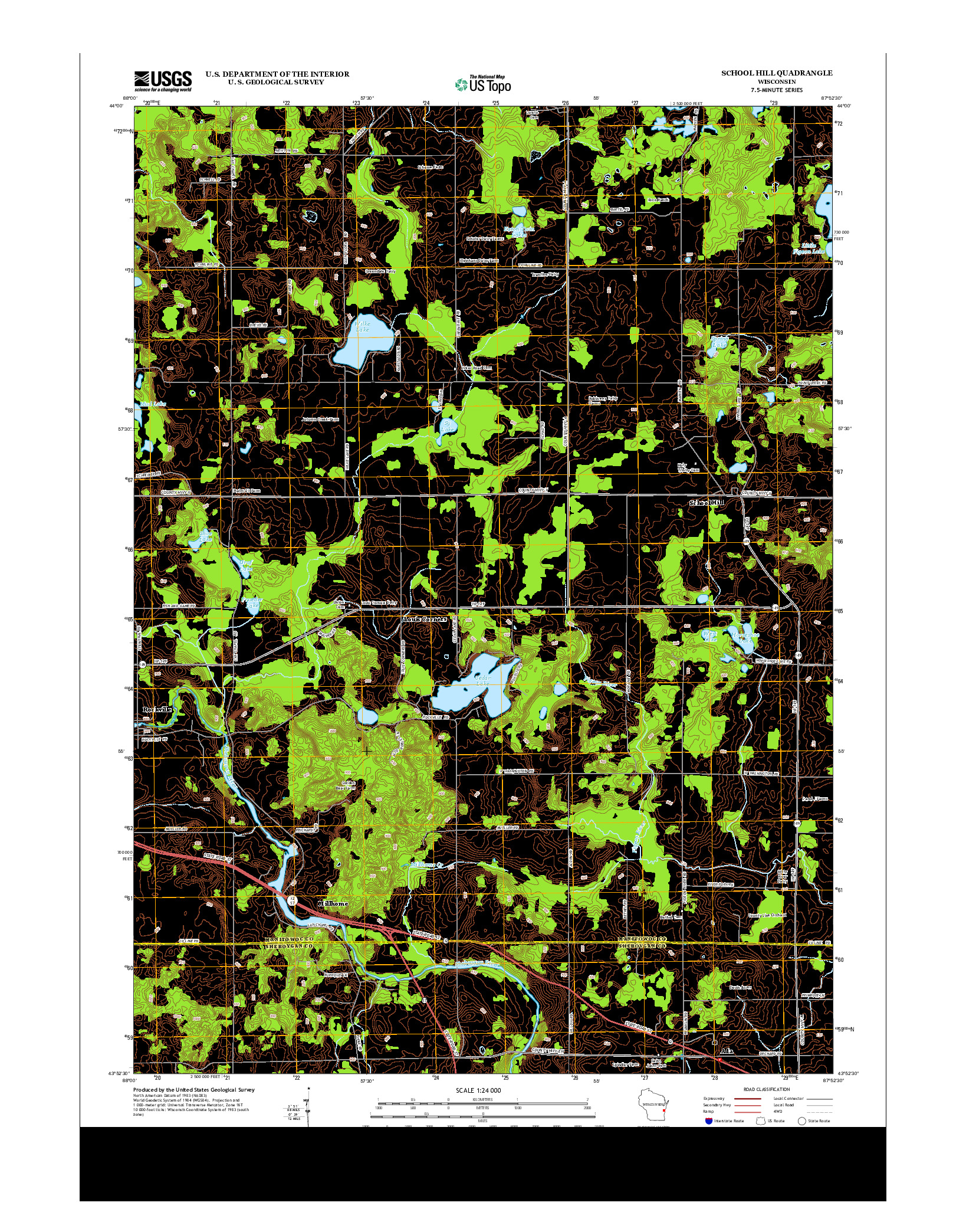 USGS US TOPO 7.5-MINUTE MAP FOR SCHOOL HILL, WI 2013