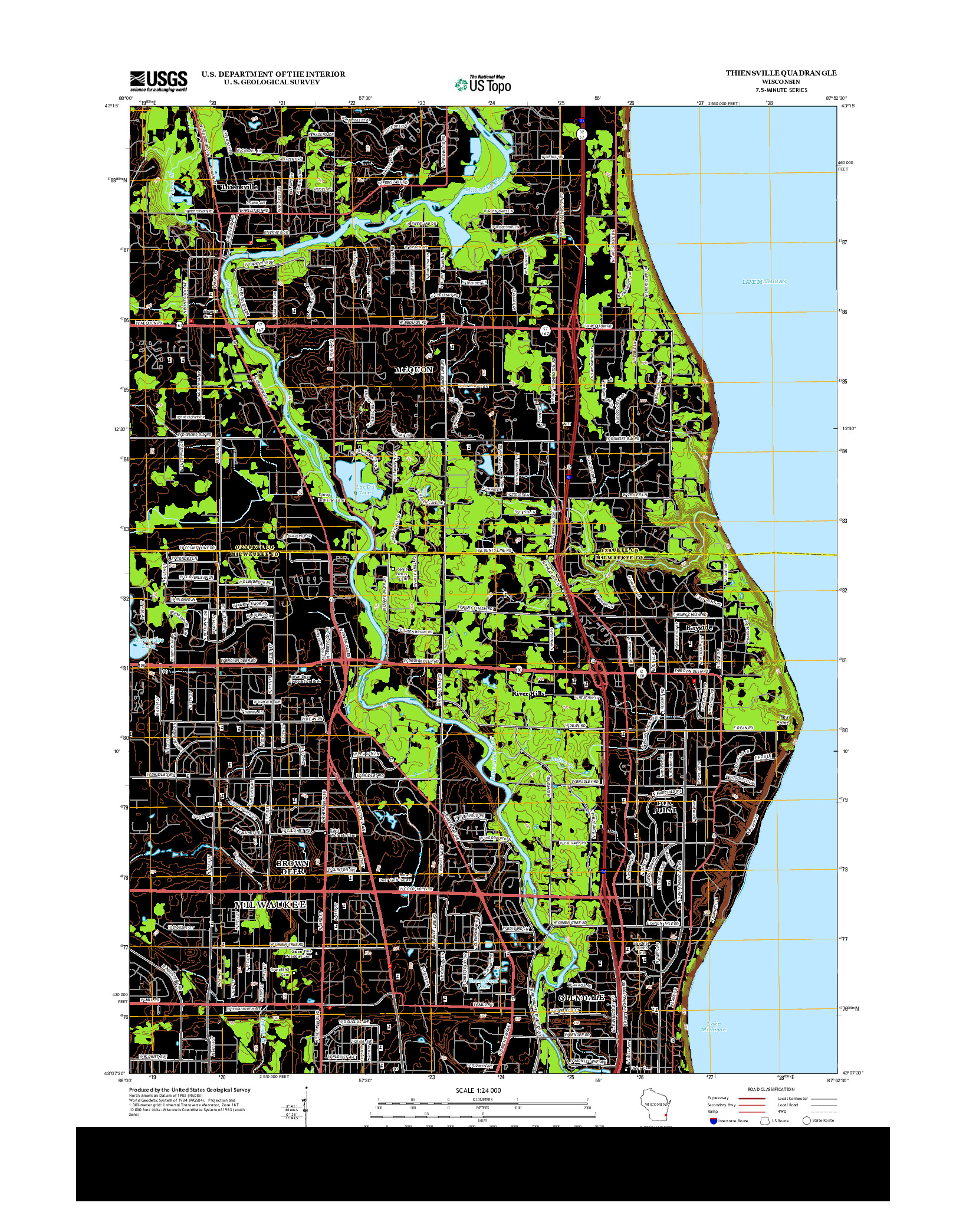 USGS US TOPO 7.5-MINUTE MAP FOR THIENSVILLE, WI 2013