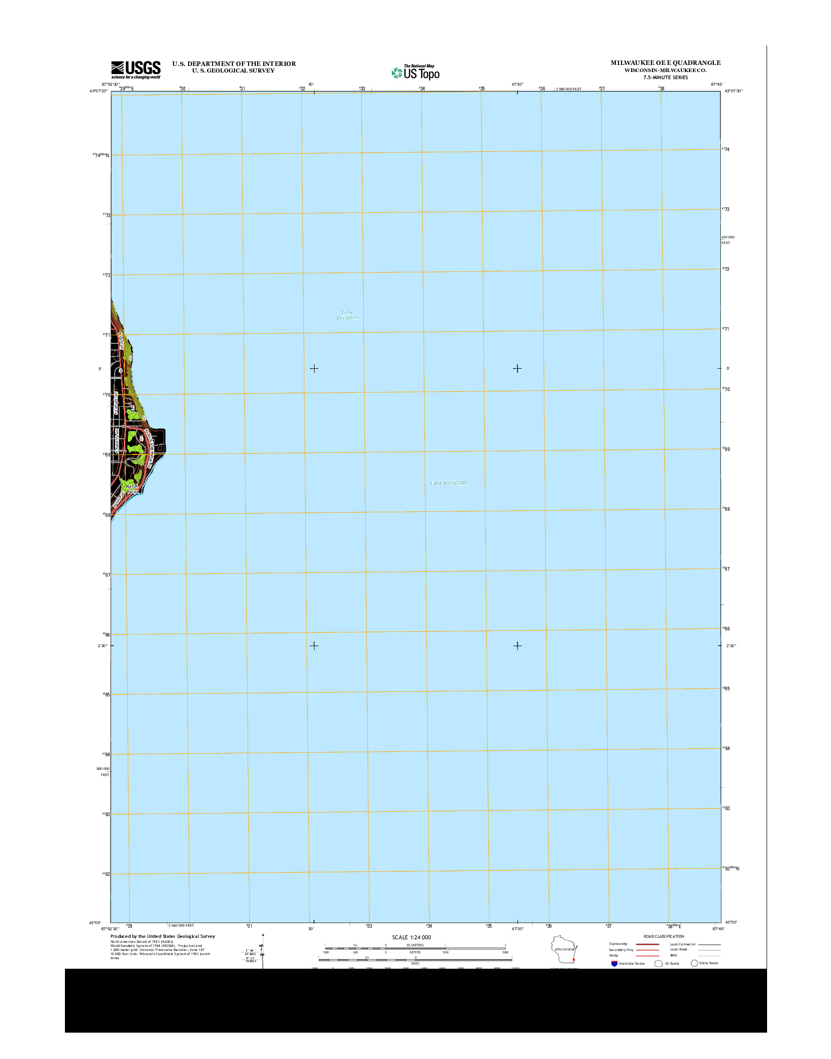 USGS US TOPO 7.5-MINUTE MAP FOR MILWAUKEE OE E, WI 2013