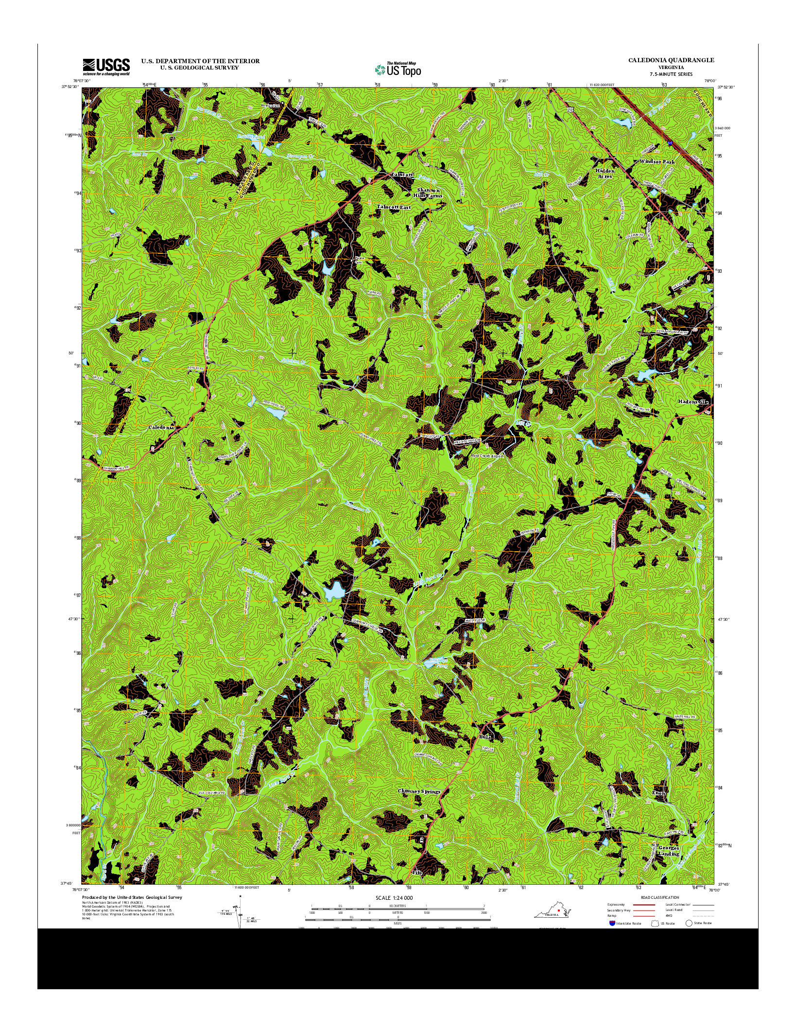 USGS US TOPO 7.5-MINUTE MAP FOR CALEDONIA, VA 2013