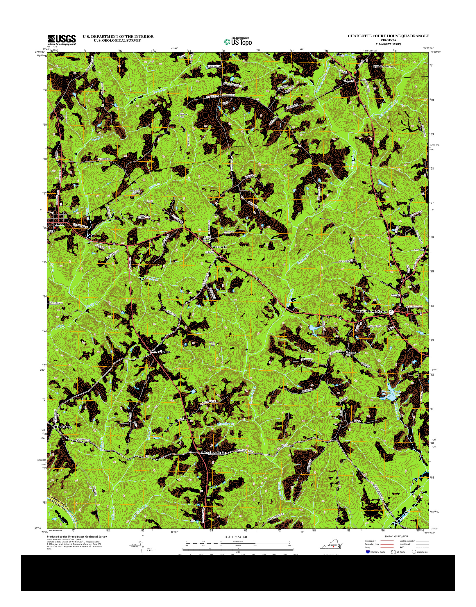 USGS US TOPO 7.5-MINUTE MAP FOR CHARLOTTE COURT HOUSE, VA 2013