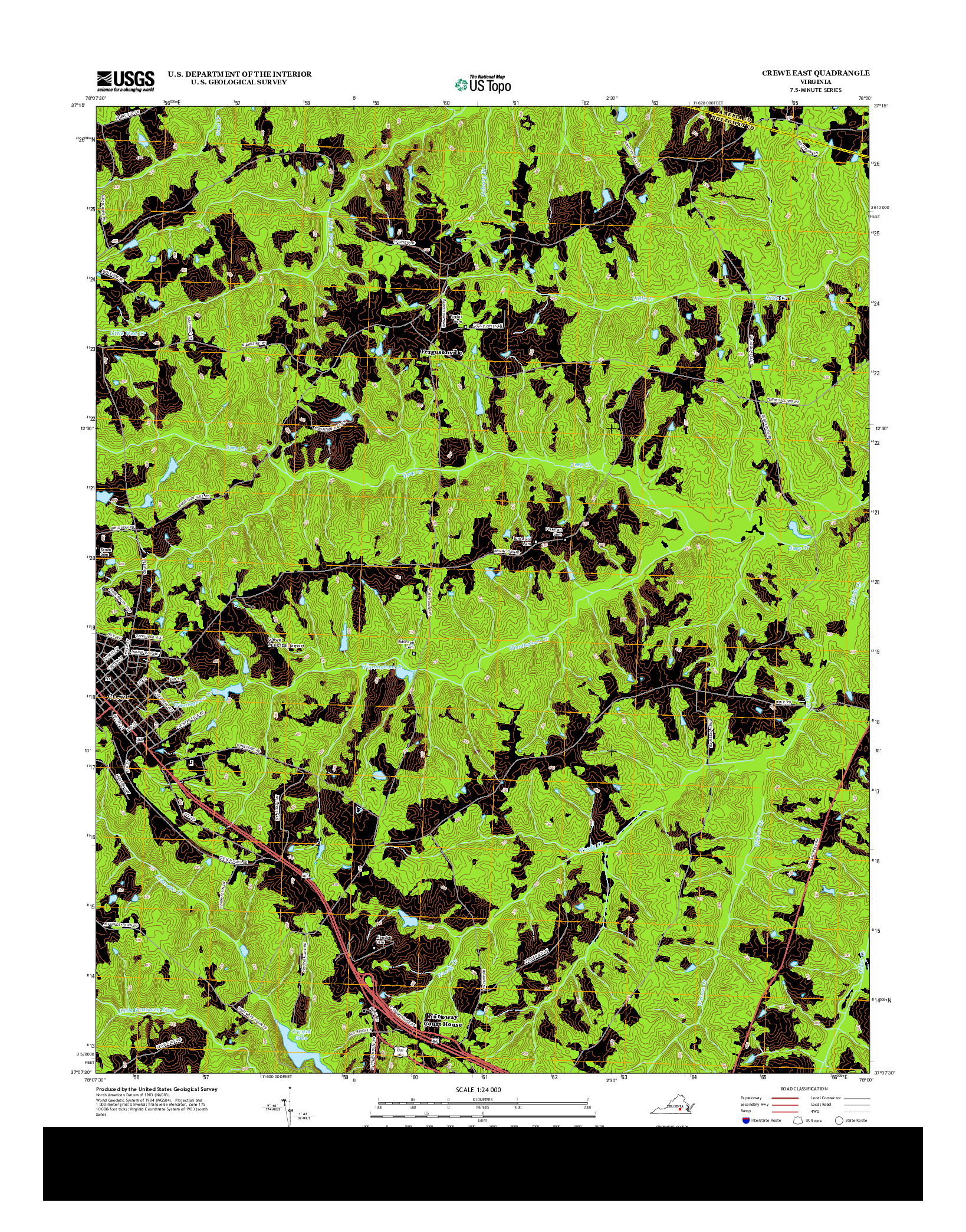 USGS US TOPO 7.5-MINUTE MAP FOR CREWE EAST, VA 2013