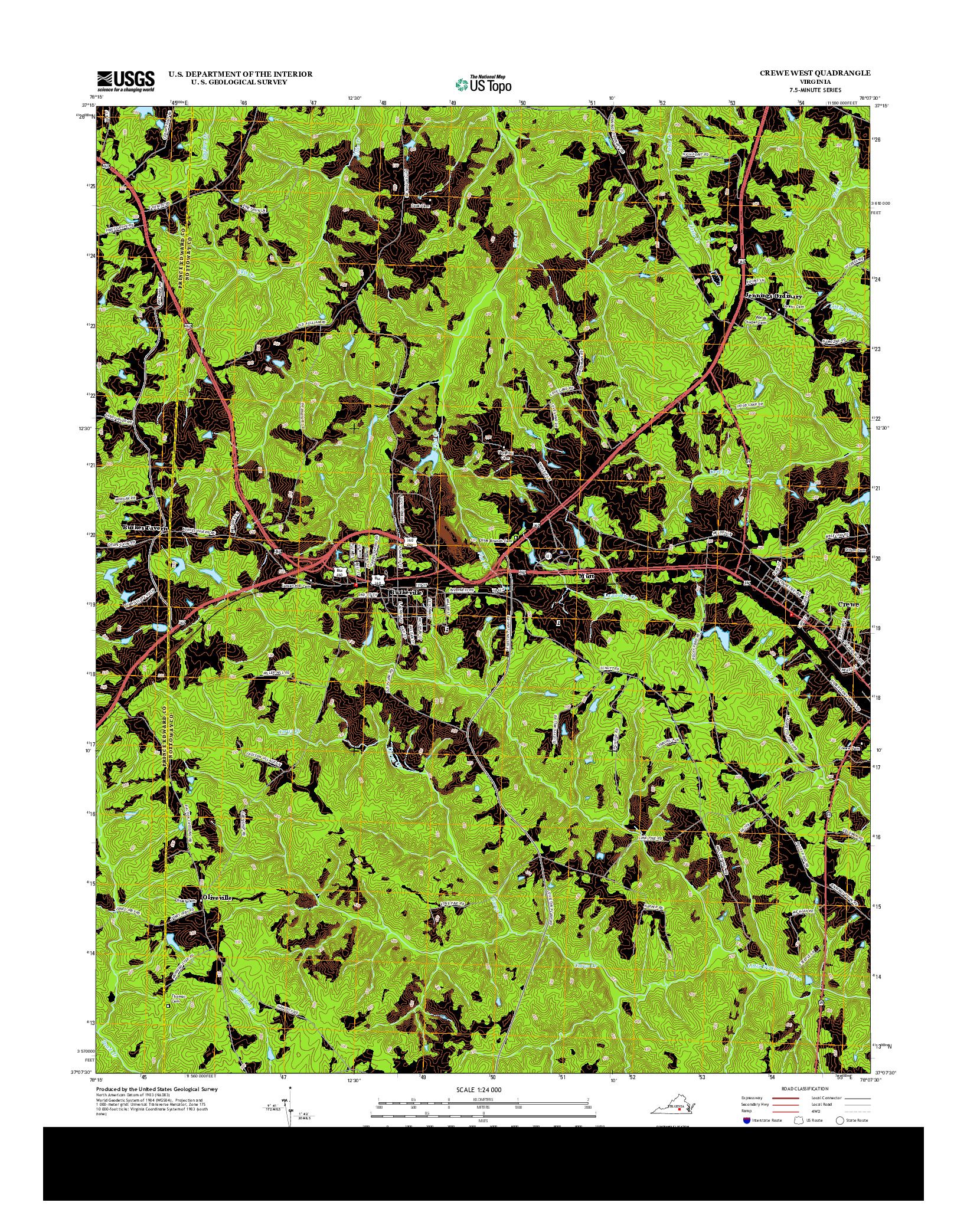 USGS US TOPO 7.5-MINUTE MAP FOR CREWE WEST, VA 2013