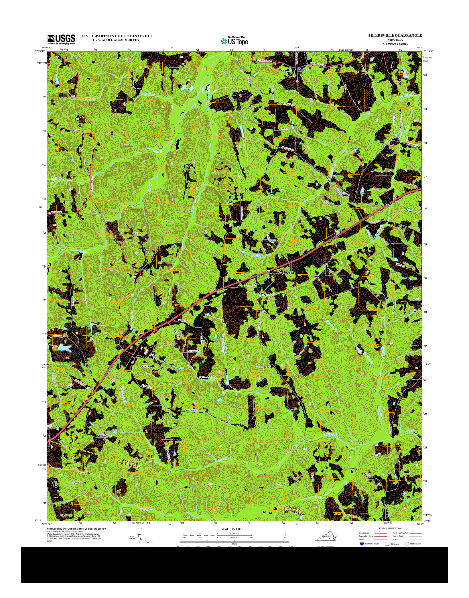 USGS US TOPO 7.5-MINUTE MAP FOR JETERSVILLE, VA 2013