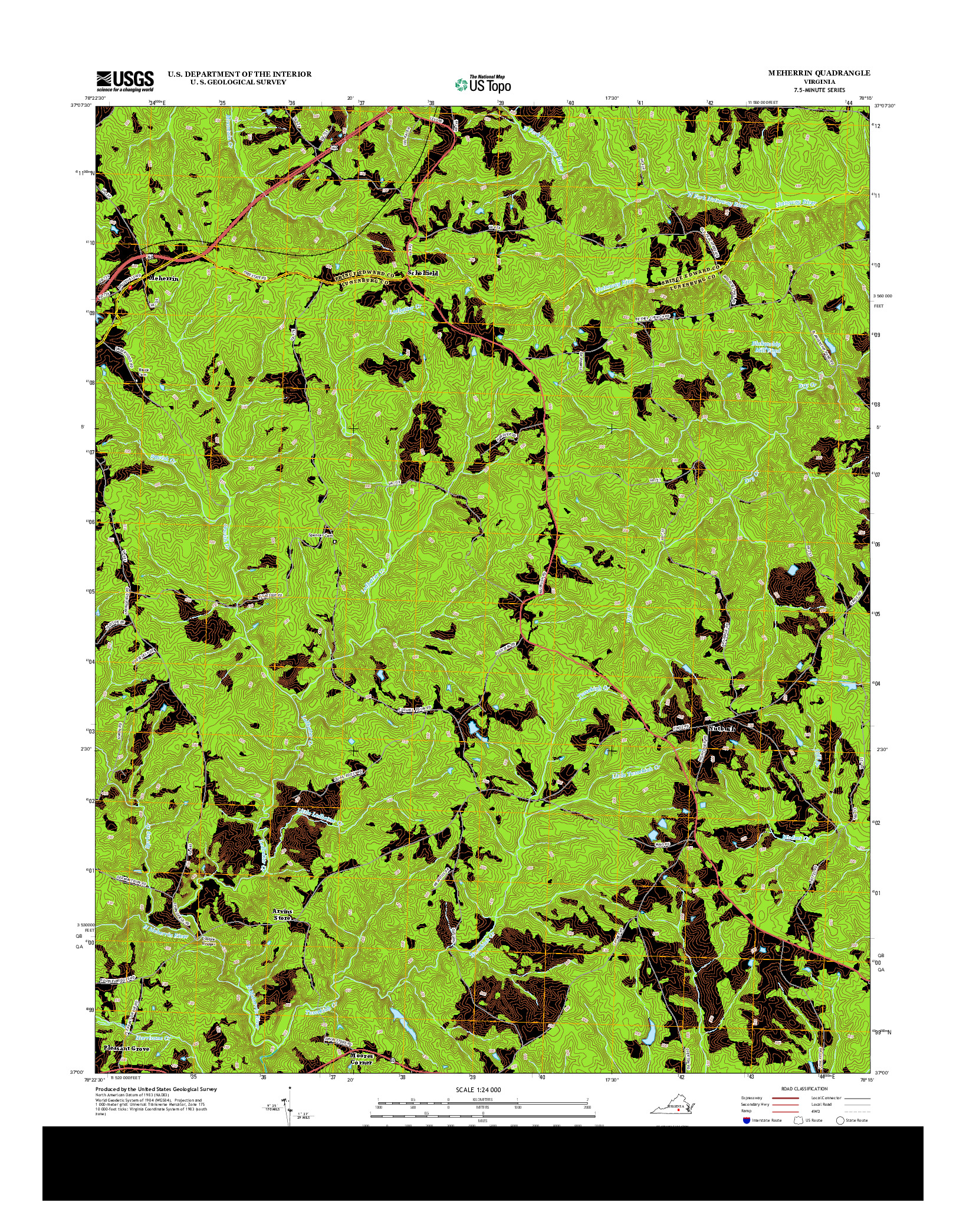 USGS US TOPO 7.5-MINUTE MAP FOR MEHERRIN, VA 2013