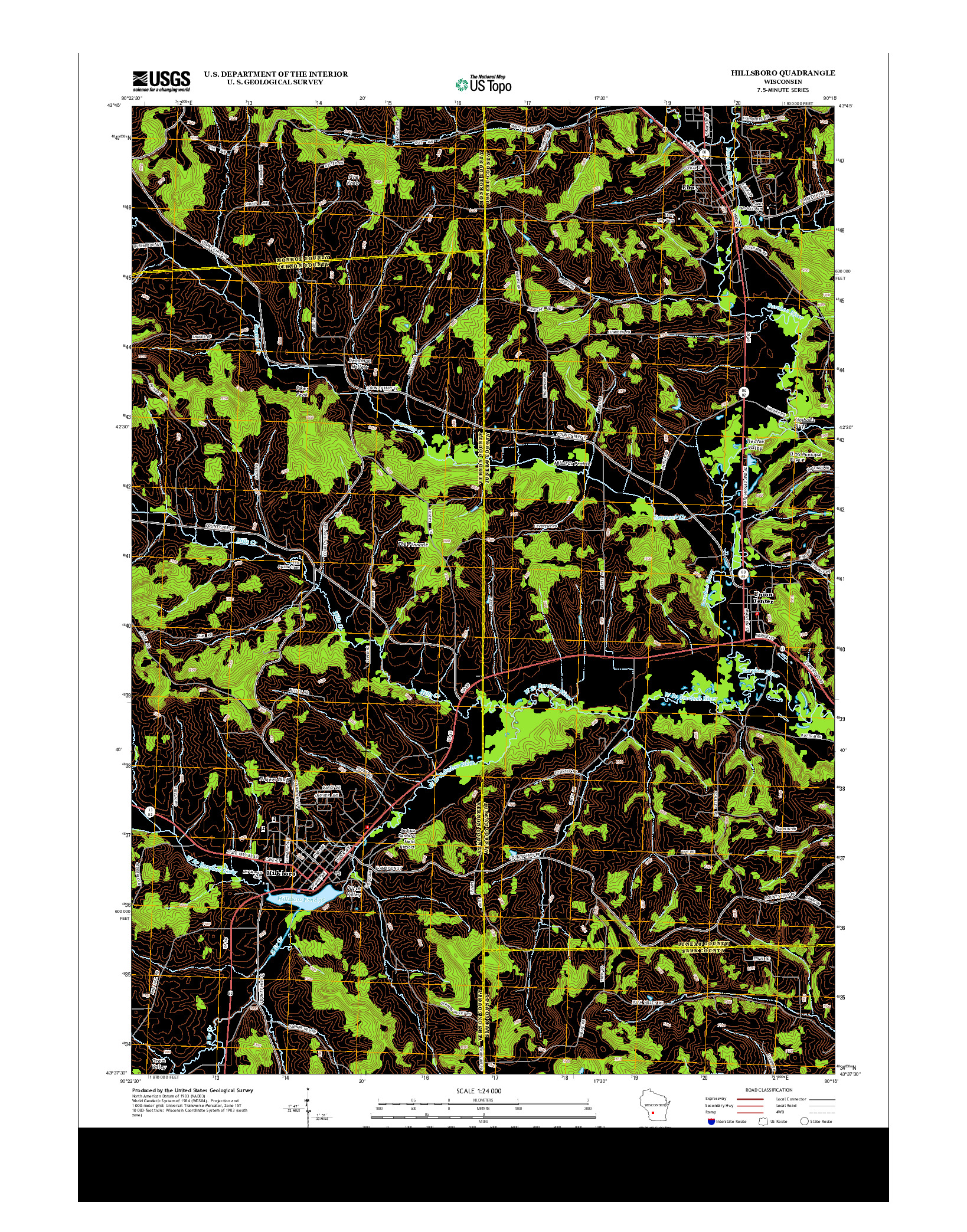 USGS US TOPO 7.5-MINUTE MAP FOR HILLSBORO, WI 2013