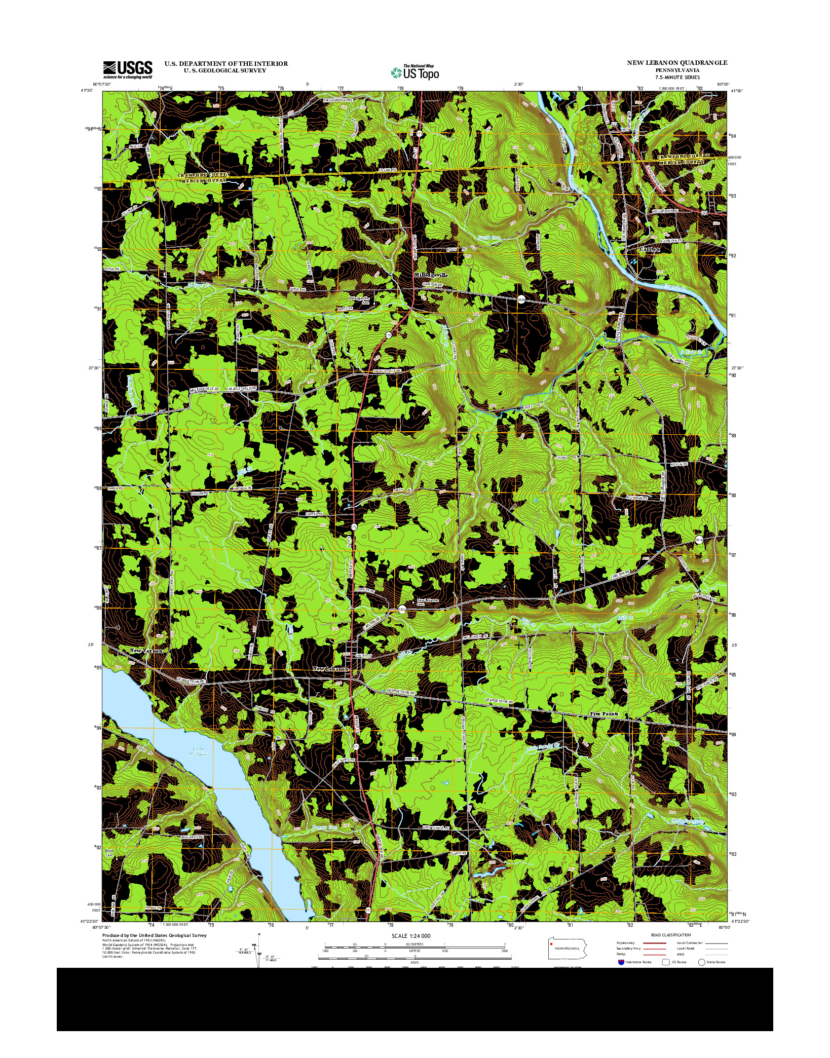 USGS US TOPO 7.5-MINUTE MAP FOR NEW LEBANON, PA 2013