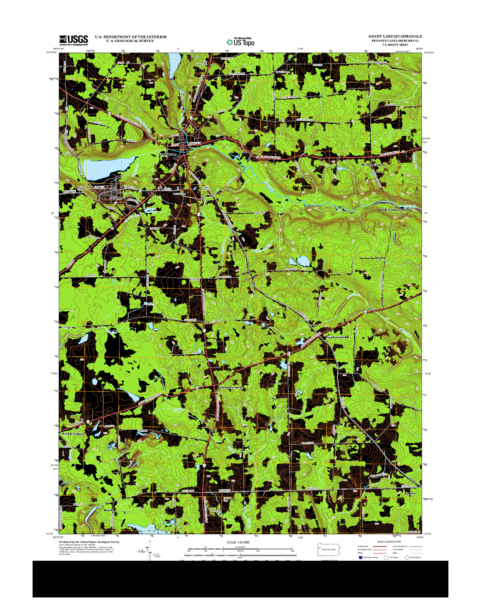 USGS US TOPO 7.5-MINUTE MAP FOR SANDY LAKE, PA 2013