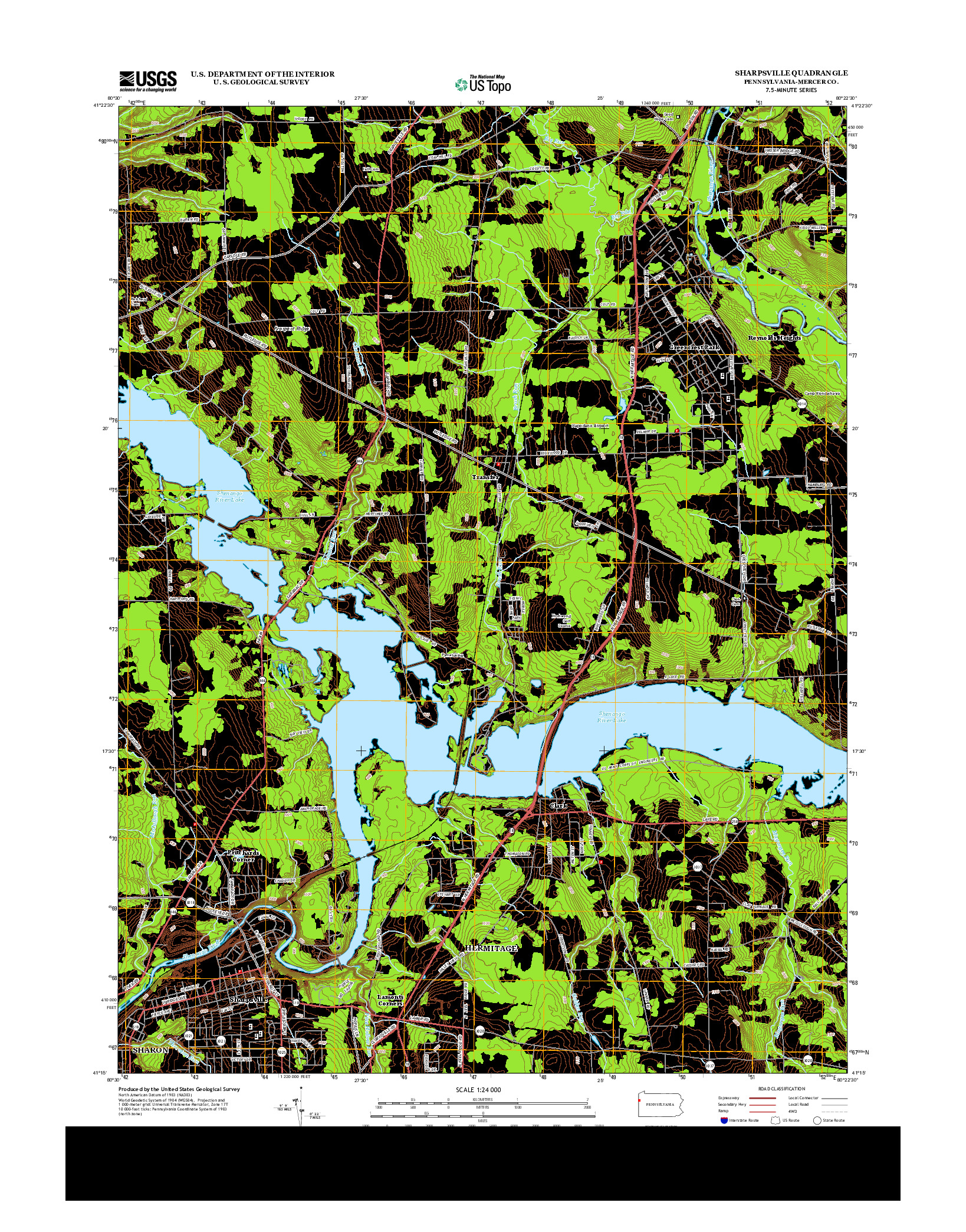 USGS US TOPO 7.5-MINUTE MAP FOR SHARPSVILLE, PA 2013