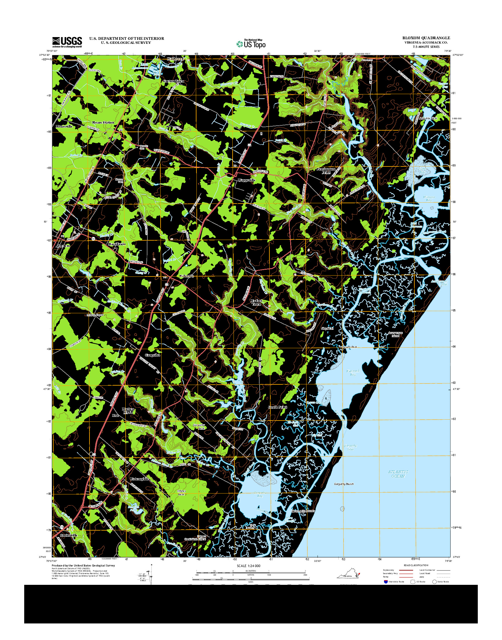 USGS US TOPO 7.5-MINUTE MAP FOR BLOXOM, VA 2013