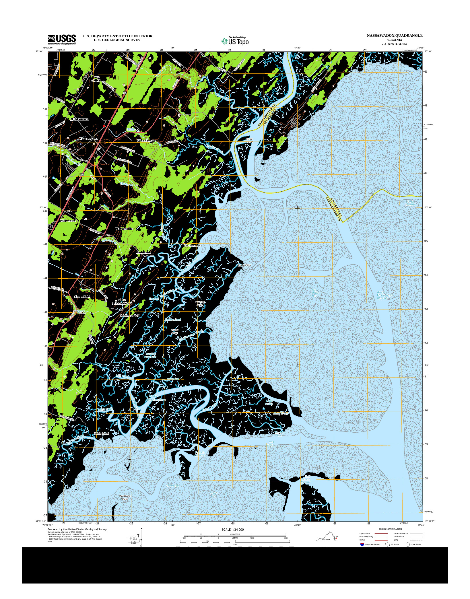 USGS US TOPO 7.5-MINUTE MAP FOR NASSAWADOX, VA 2013