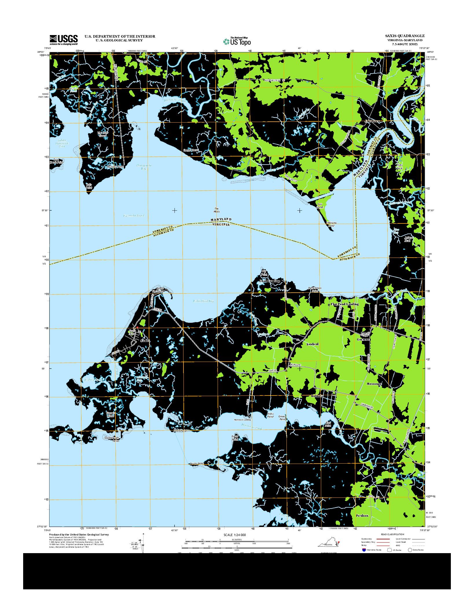 USGS US TOPO 7.5-MINUTE MAP FOR SAXIS, VA-MD 2013