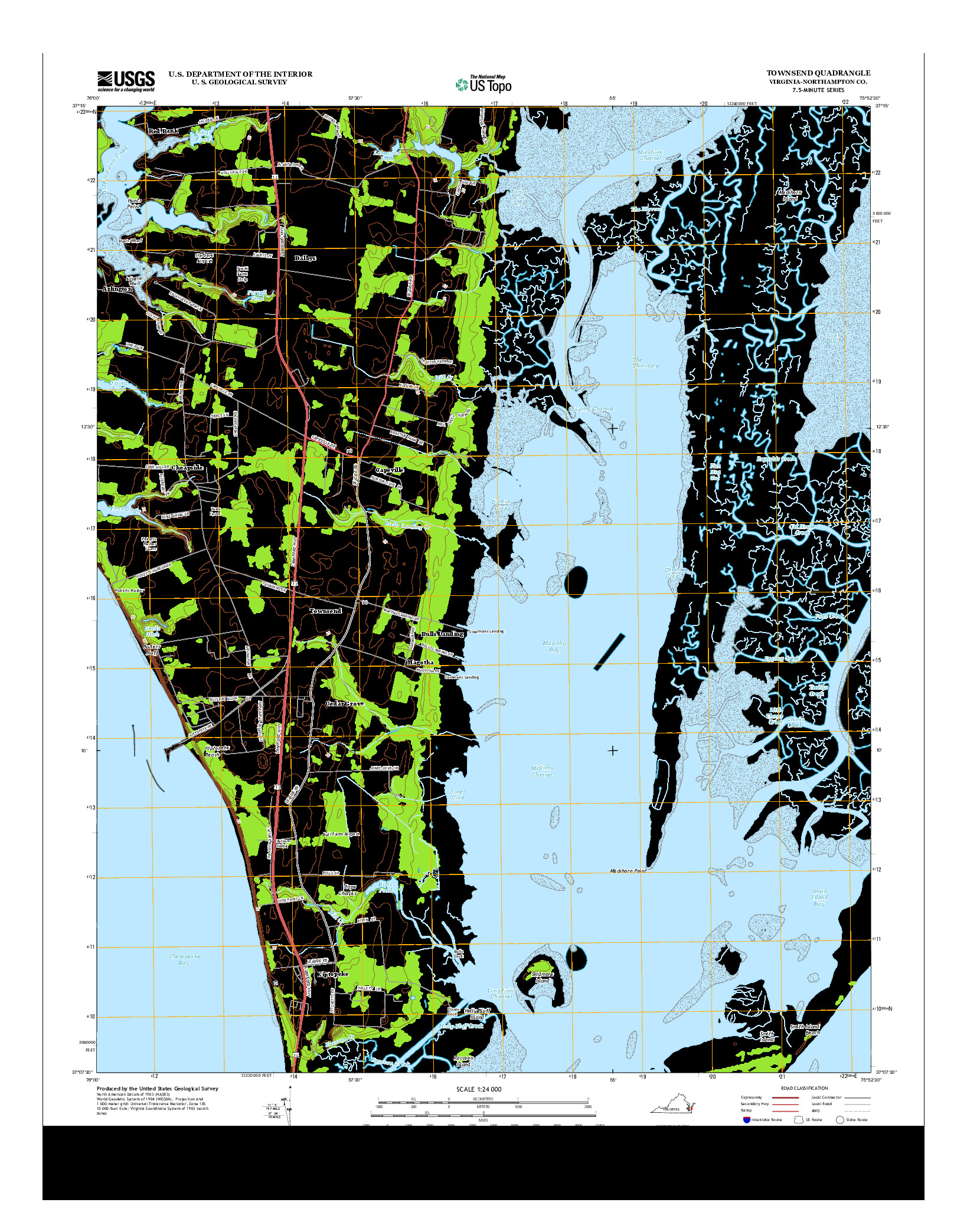 USGS US TOPO 7.5-MINUTE MAP FOR TOWNSEND, VA 2013