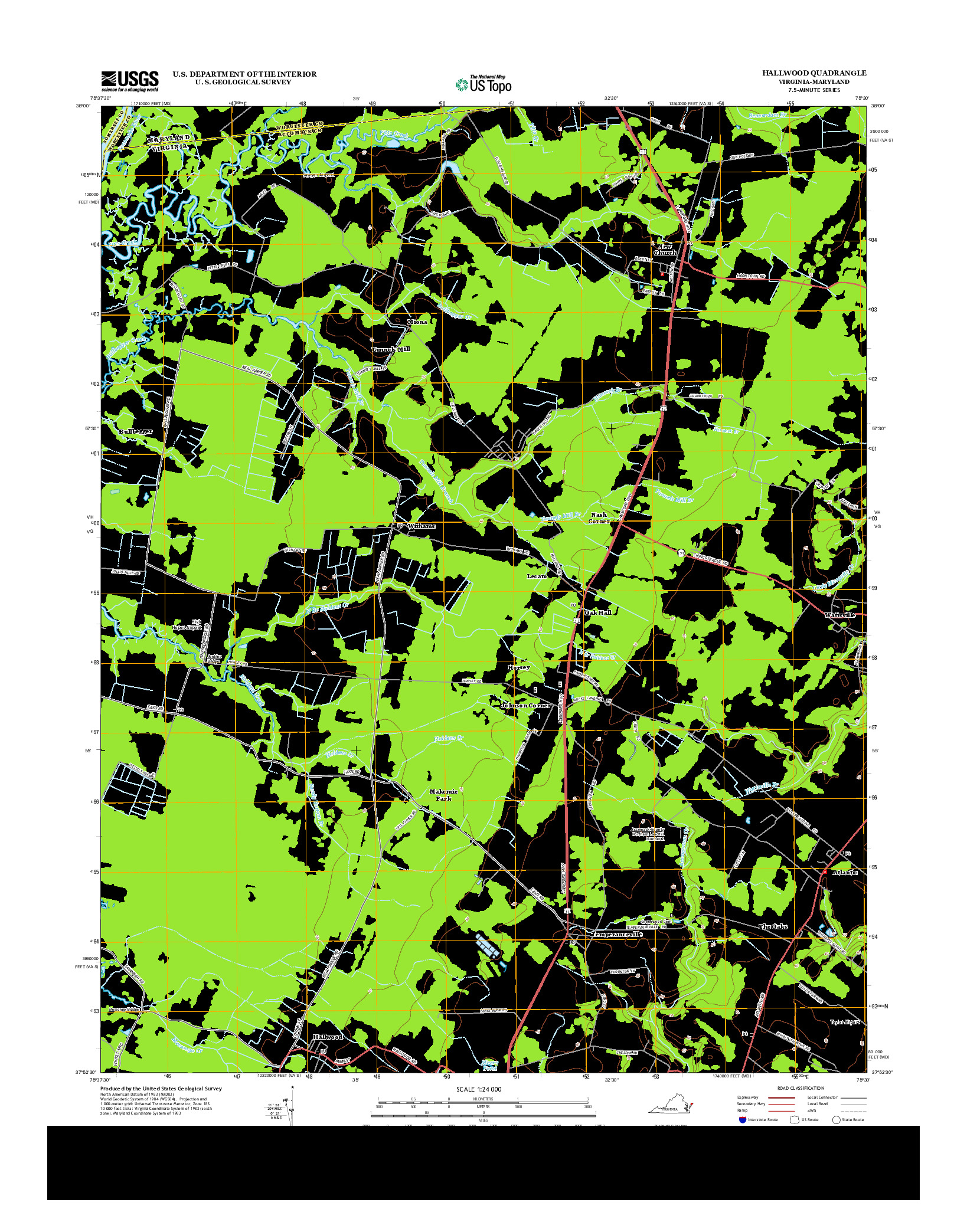 USGS US TOPO 7.5-MINUTE MAP FOR HALLWOOD, VA-MD 2013