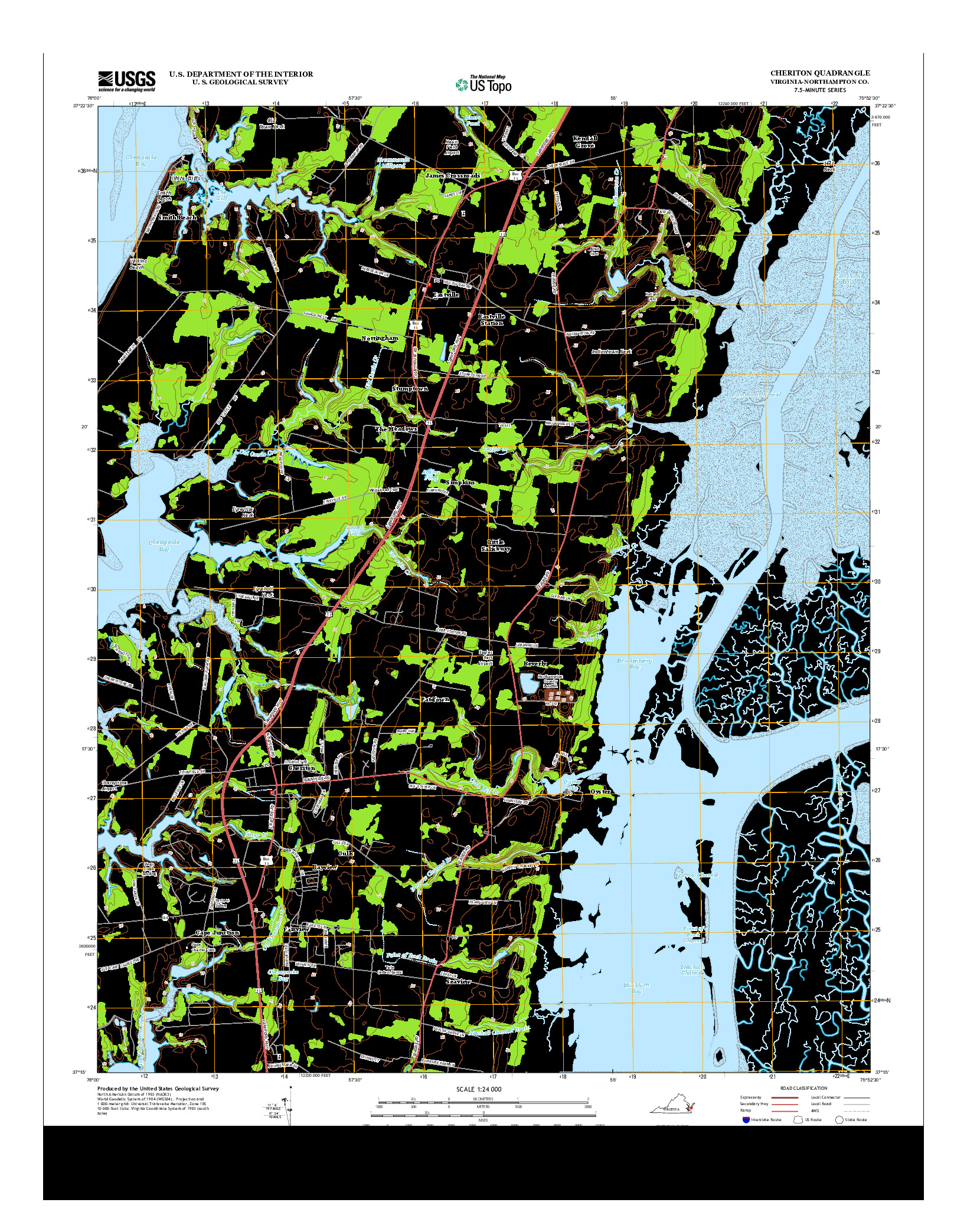USGS US TOPO 7.5-MINUTE MAP FOR CHERITON, VA 2013