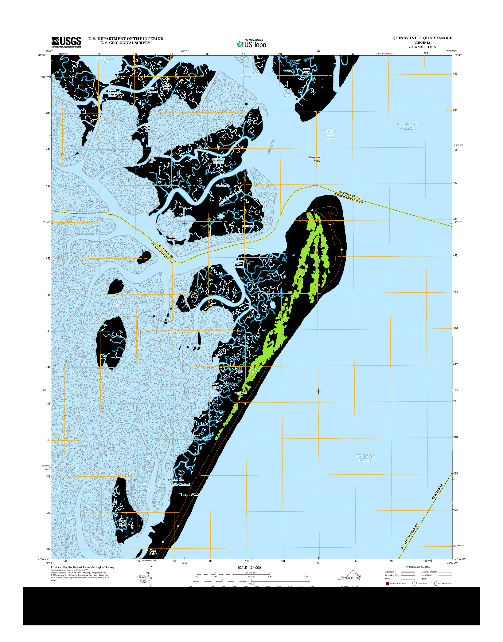 USGS US TOPO 7.5-MINUTE MAP FOR QUINBY INLET, VA 2013