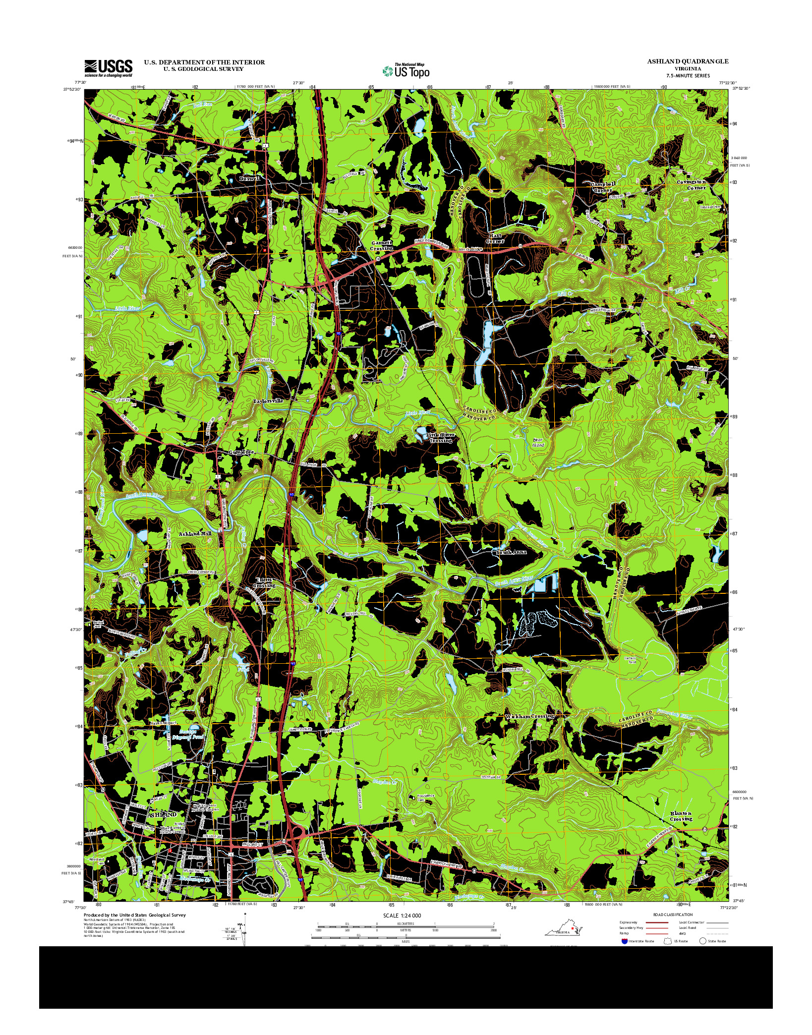 USGS US TOPO 7.5-MINUTE MAP FOR ASHLAND, VA 2013