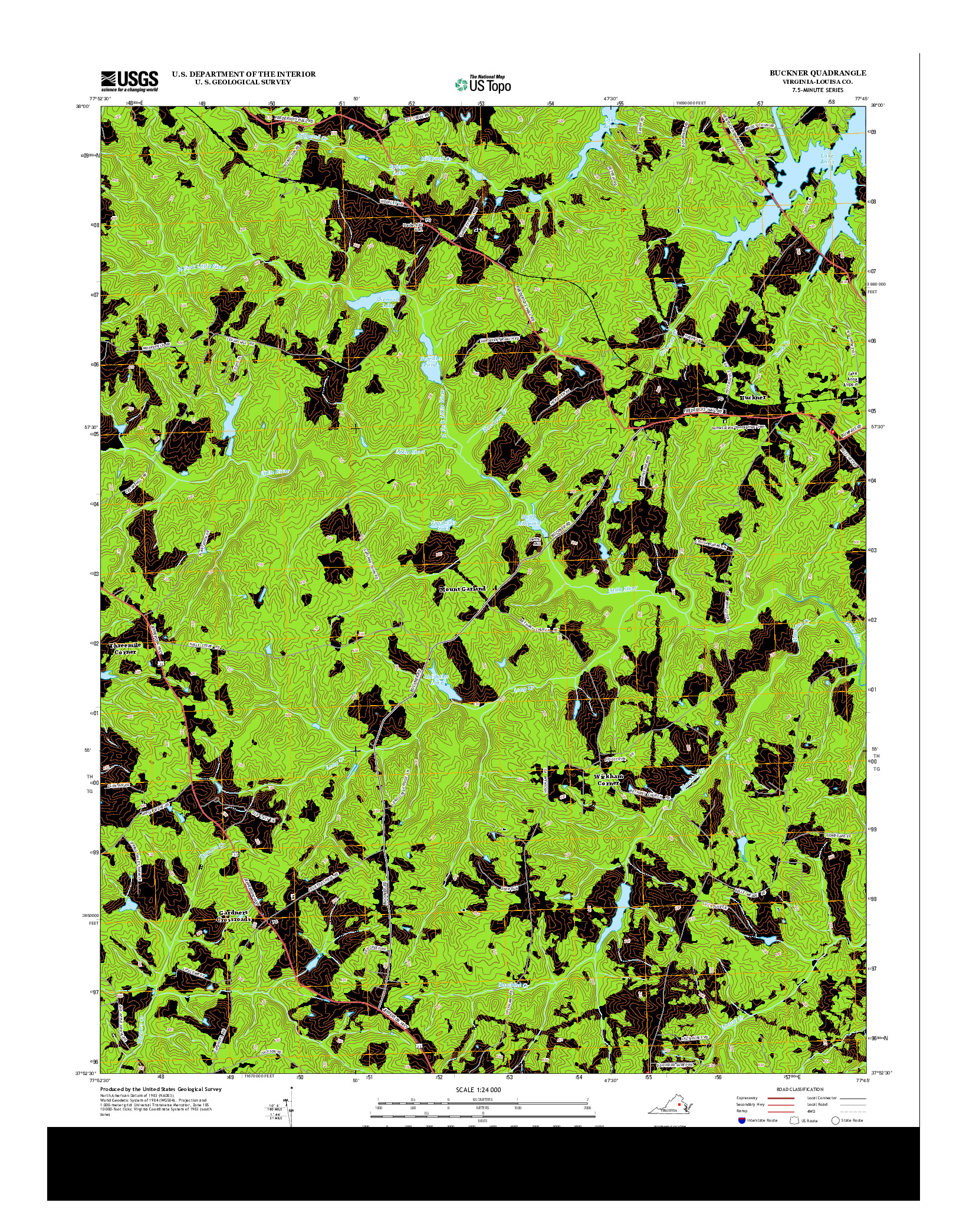 USGS US TOPO 7.5-MINUTE MAP FOR BUCKNER, VA 2013