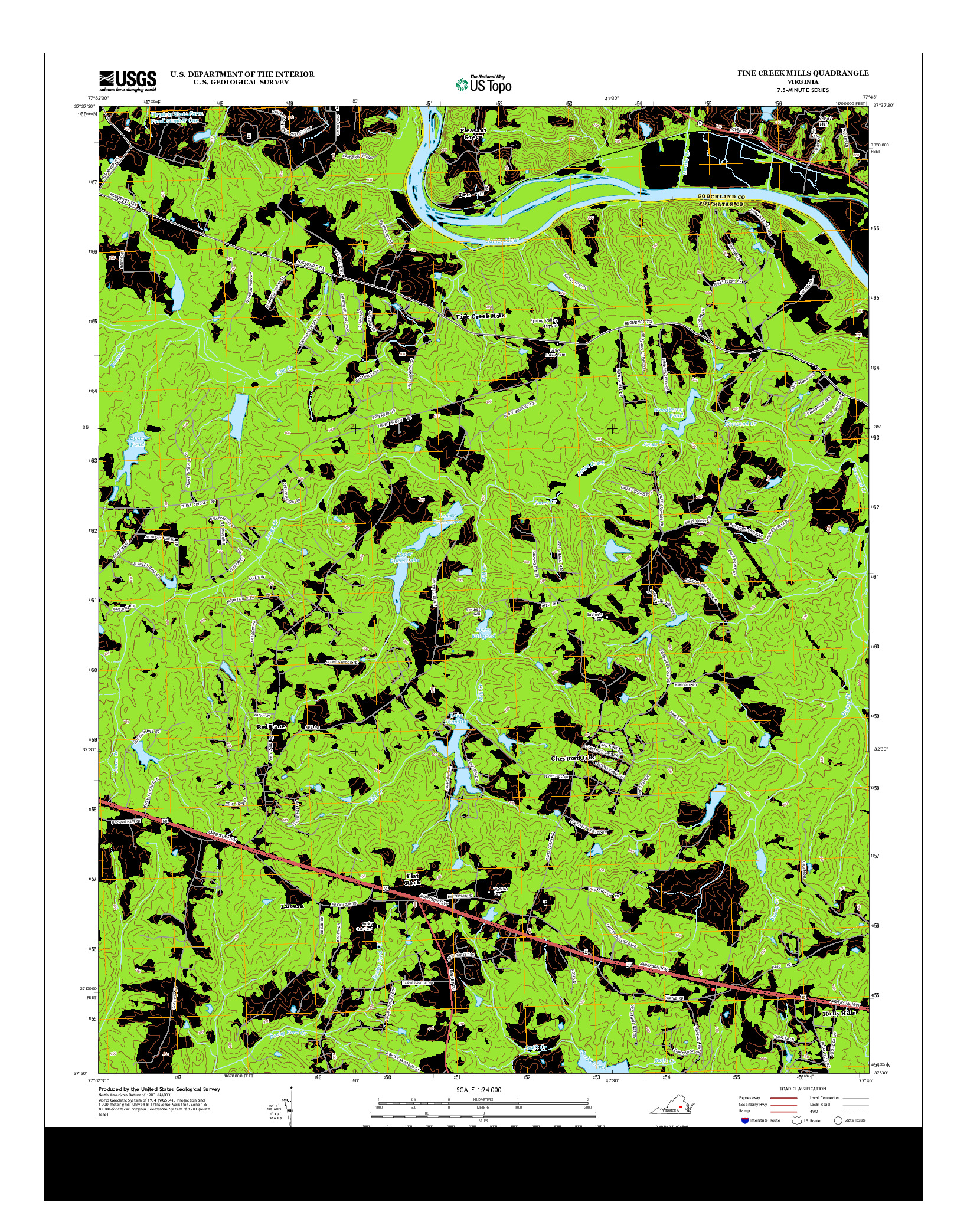 USGS US TOPO 7.5-MINUTE MAP FOR FINE CREEK MILLS, VA 2013