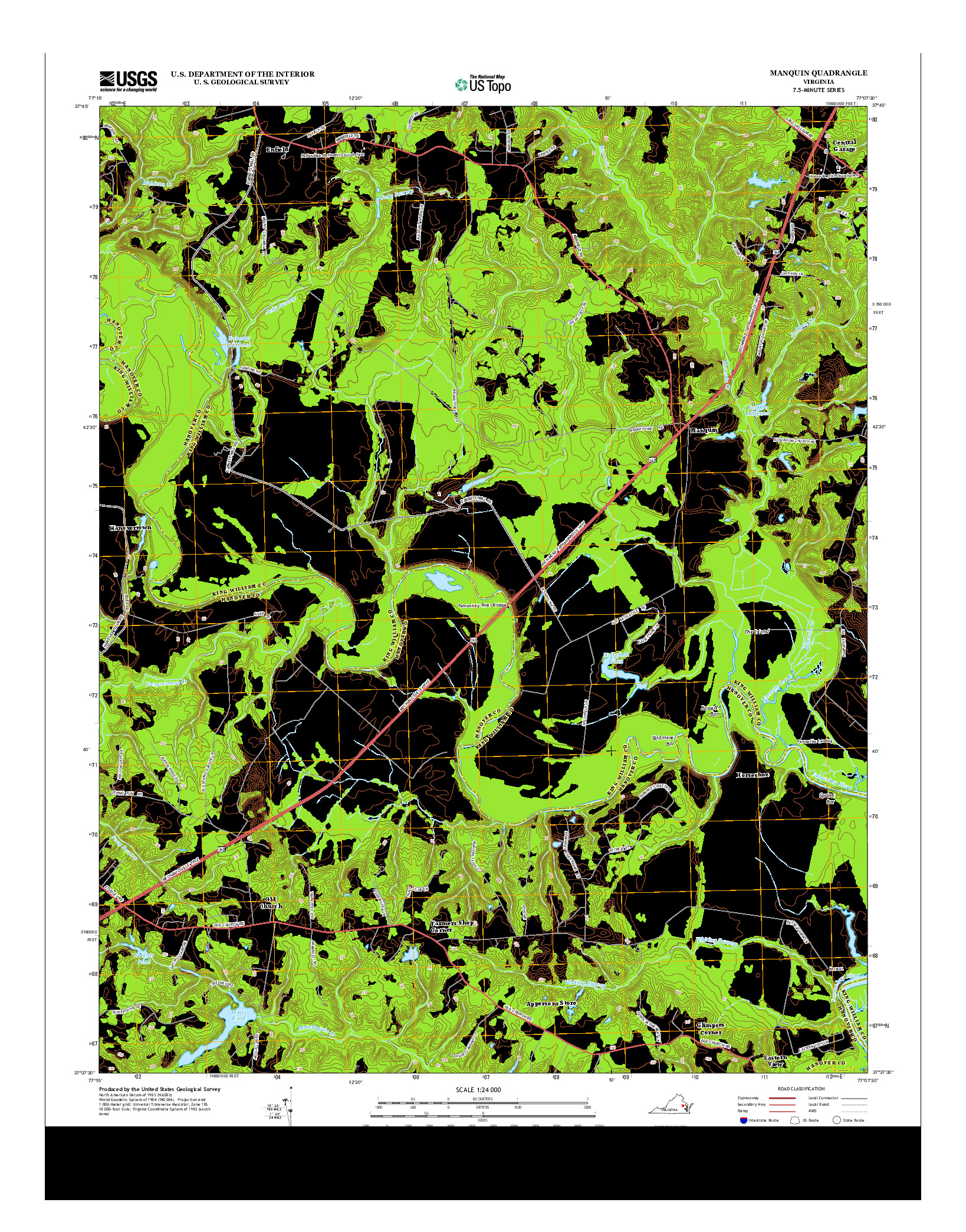 USGS US TOPO 7.5-MINUTE MAP FOR MANQUIN, VA 2013