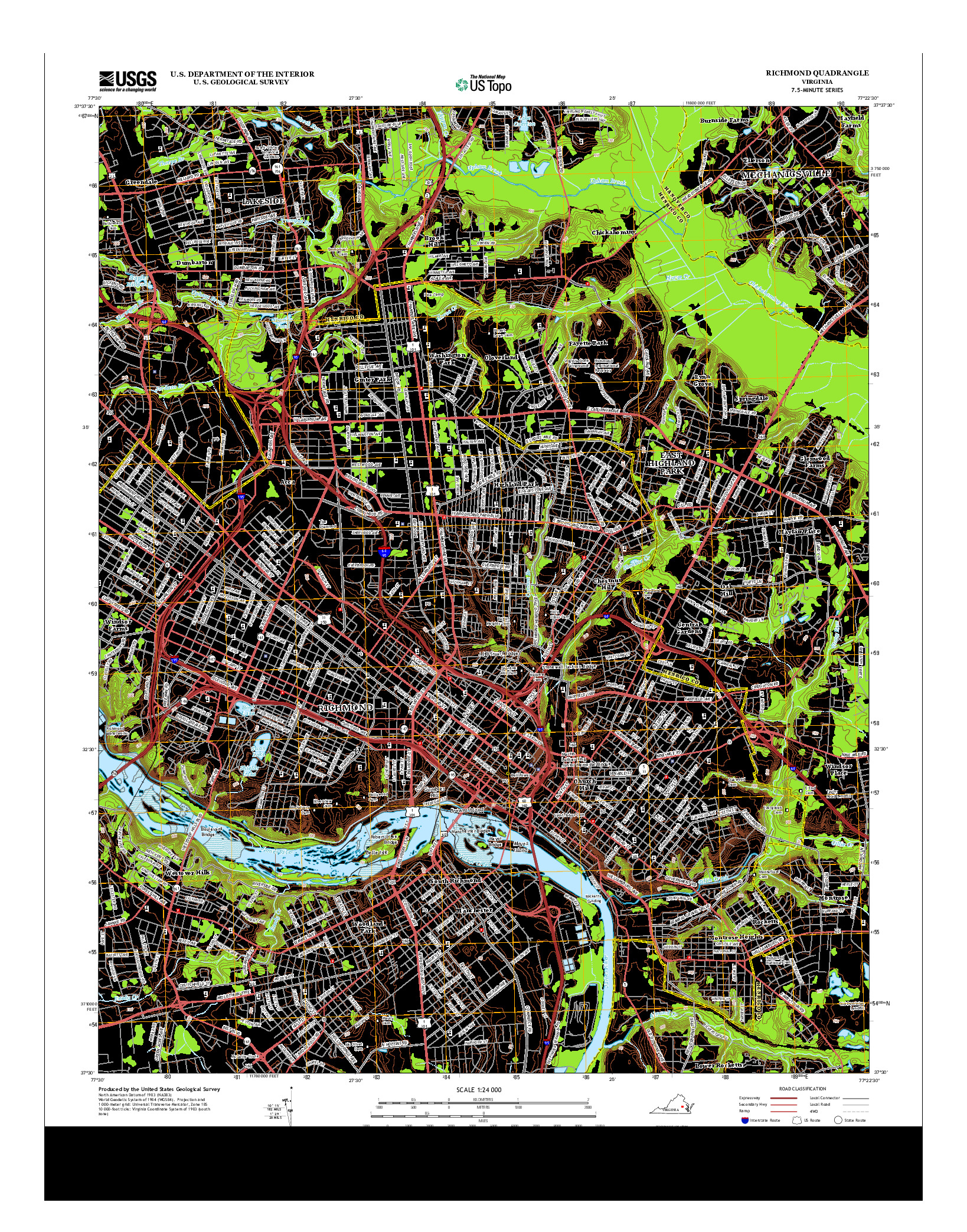 USGS US TOPO 7.5-MINUTE MAP FOR RICHMOND, VA 2013