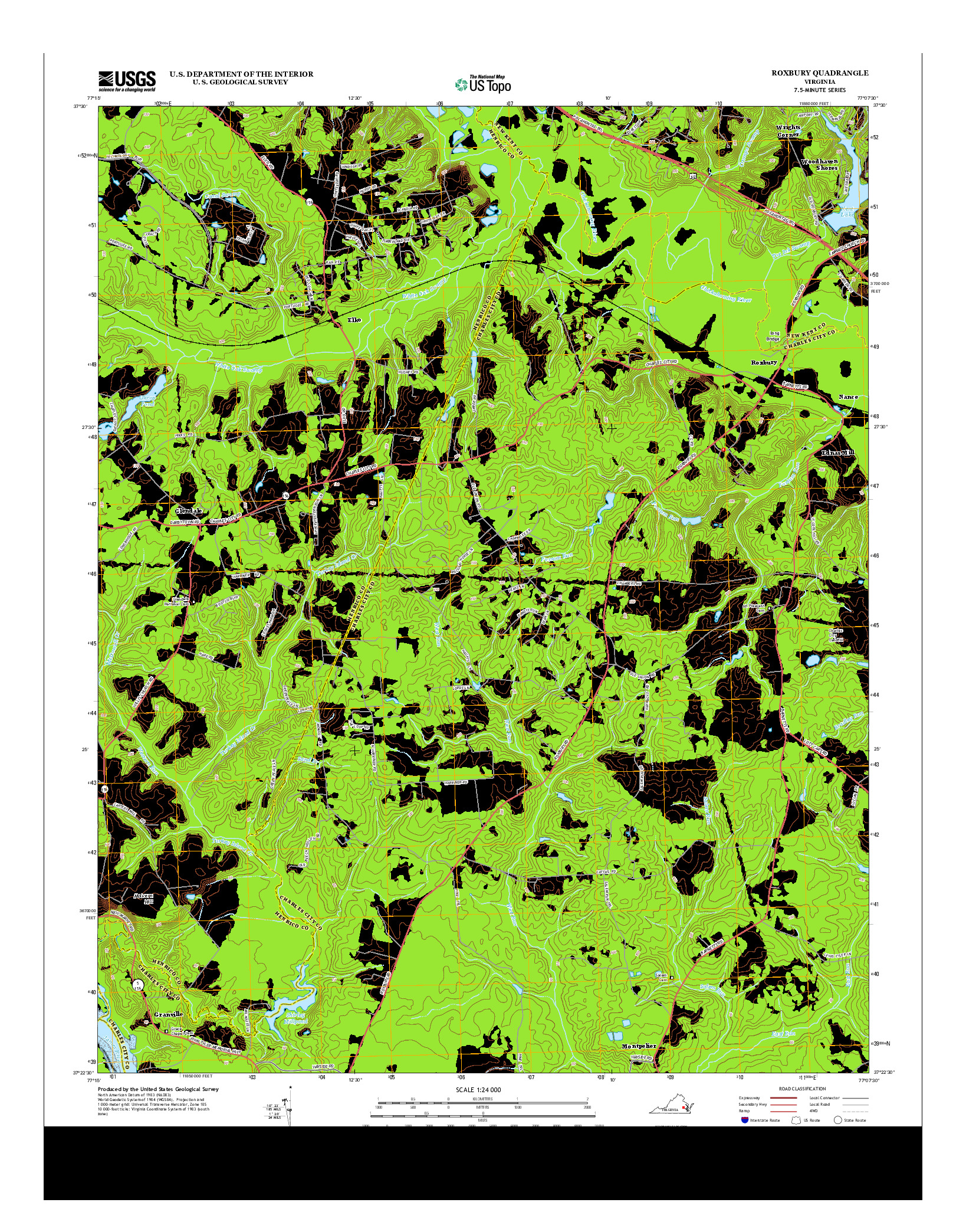 USGS US TOPO 7.5-MINUTE MAP FOR ROXBURY, VA 2013