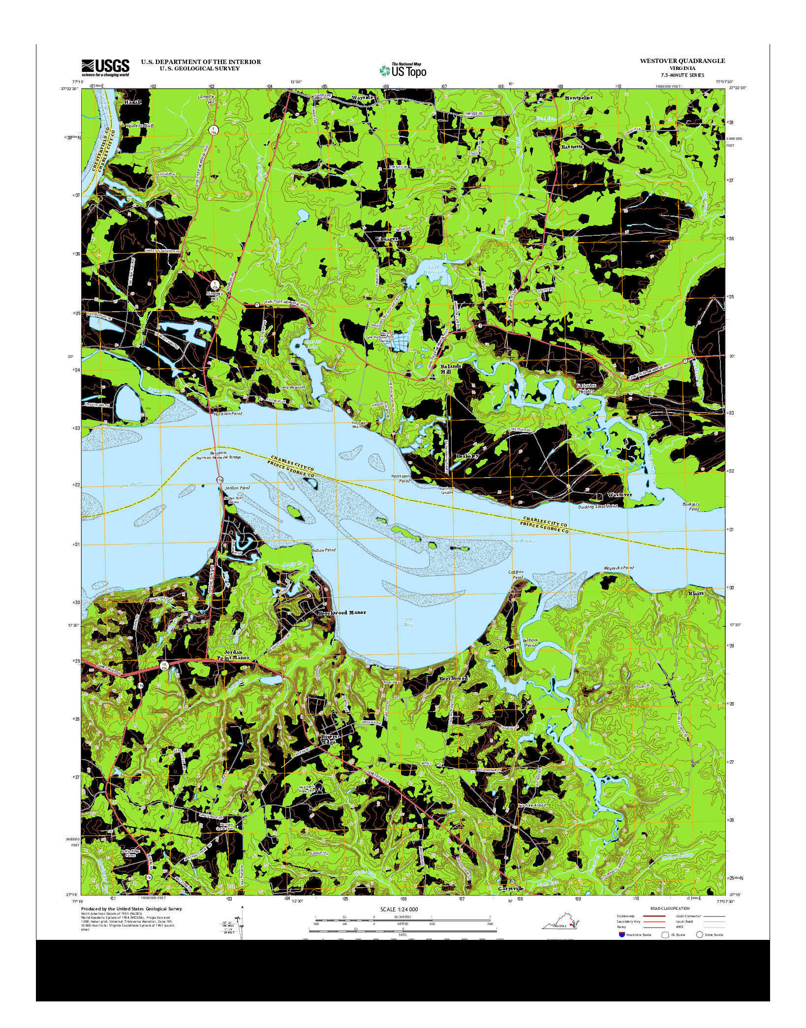 USGS US TOPO 7.5-MINUTE MAP FOR WESTOVER, VA 2013