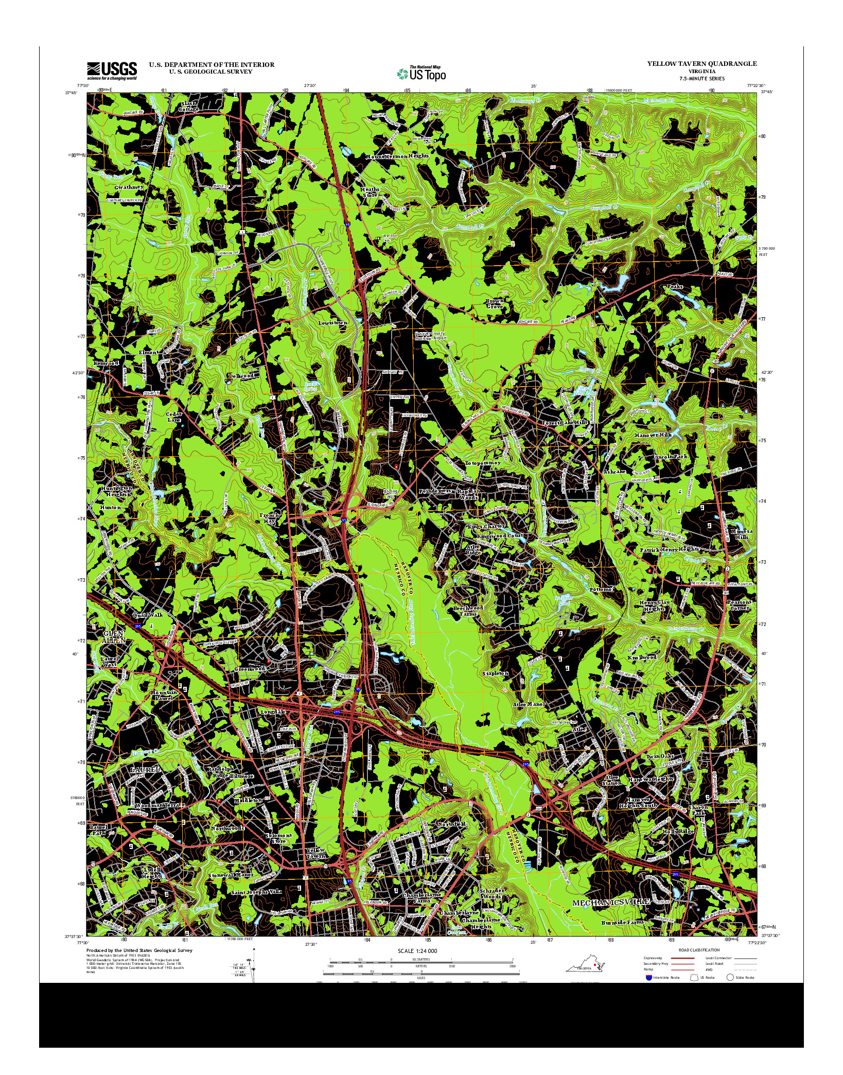 USGS US TOPO 7.5-MINUTE MAP FOR YELLOW TAVERN, VA 2013