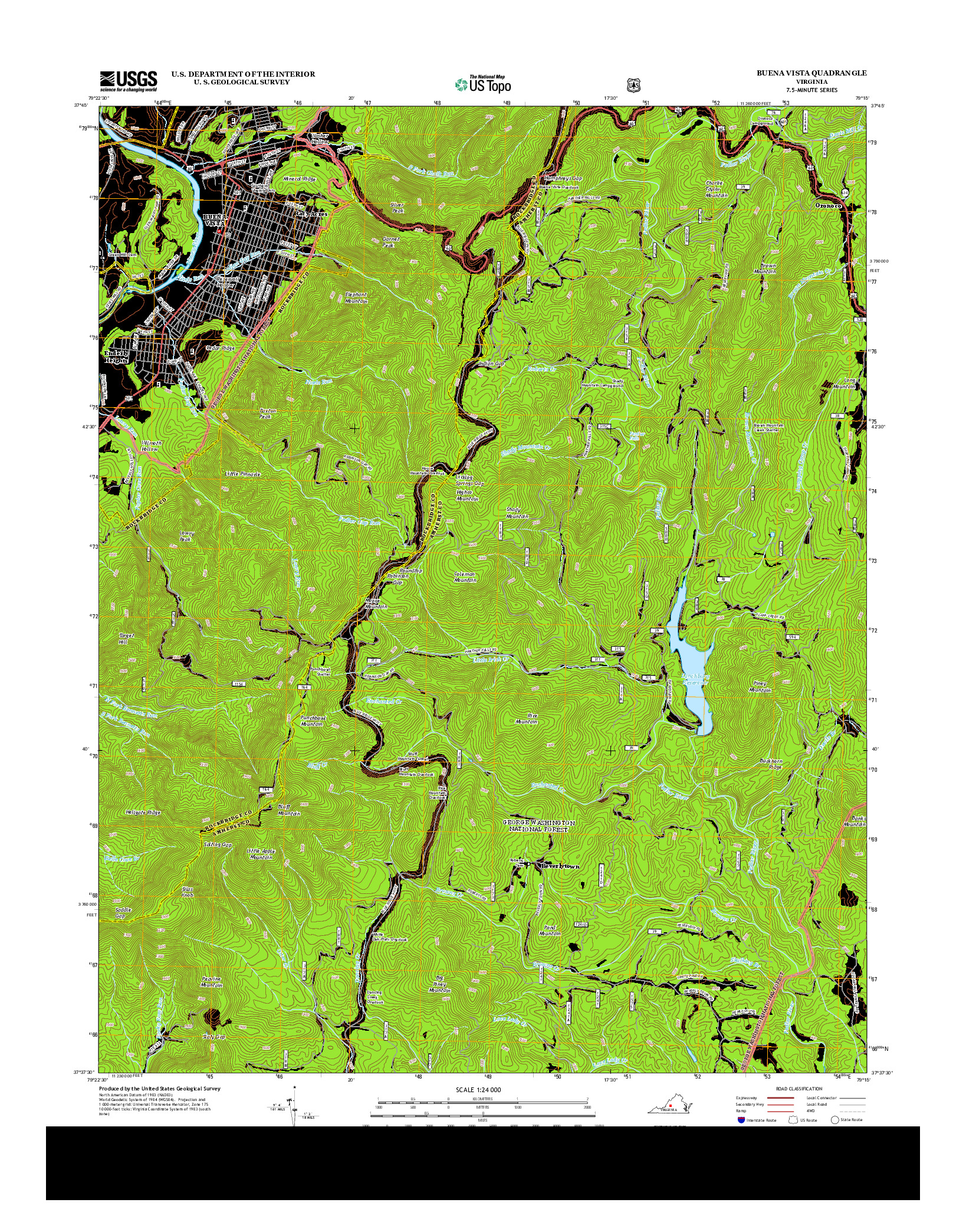 USGS US TOPO 7.5-MINUTE MAP FOR BUENA VISTA, VA 2013