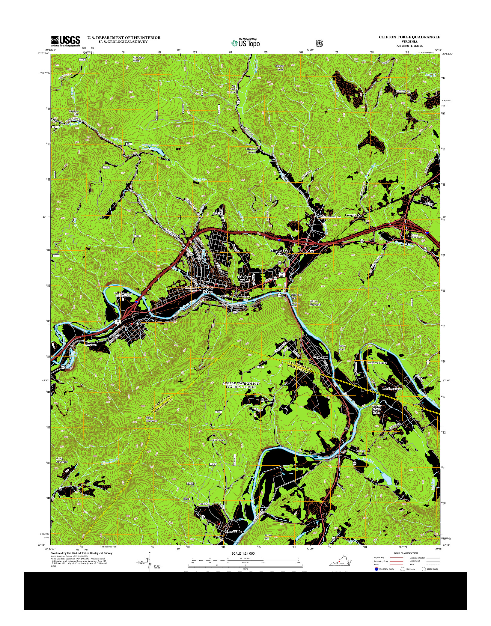 USGS US TOPO 7.5-MINUTE MAP FOR CLIFTON FORGE, VA 2013