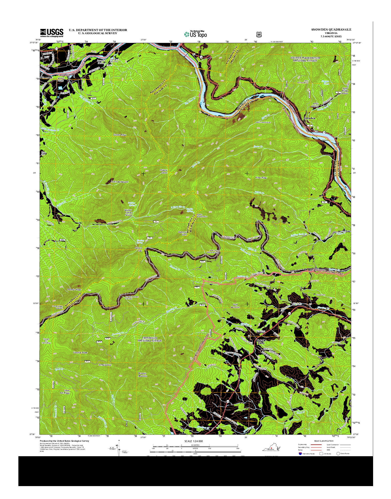 USGS US TOPO 7.5-MINUTE MAP FOR SNOWDEN, VA 2013