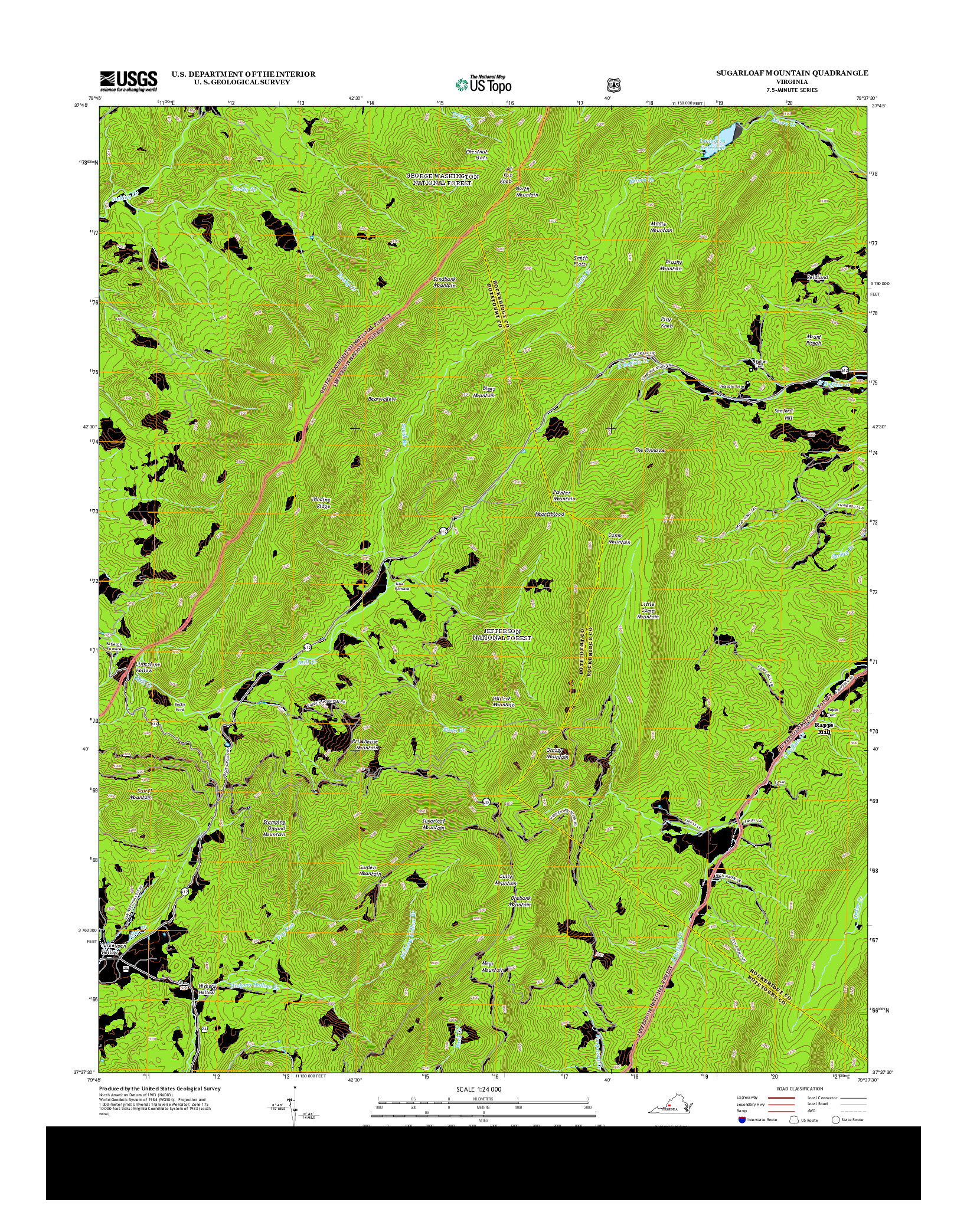 USGS US TOPO 7.5-MINUTE MAP FOR SUGARLOAF MOUNTAIN, VA 2013