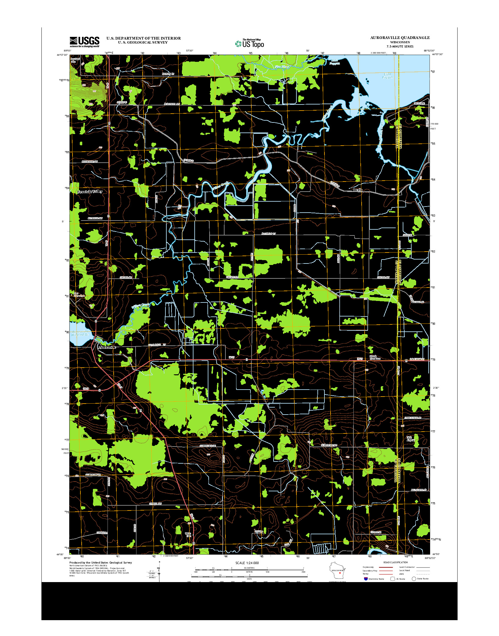 USGS US TOPO 7.5-MINUTE MAP FOR AURORAVILLE, WI 2013