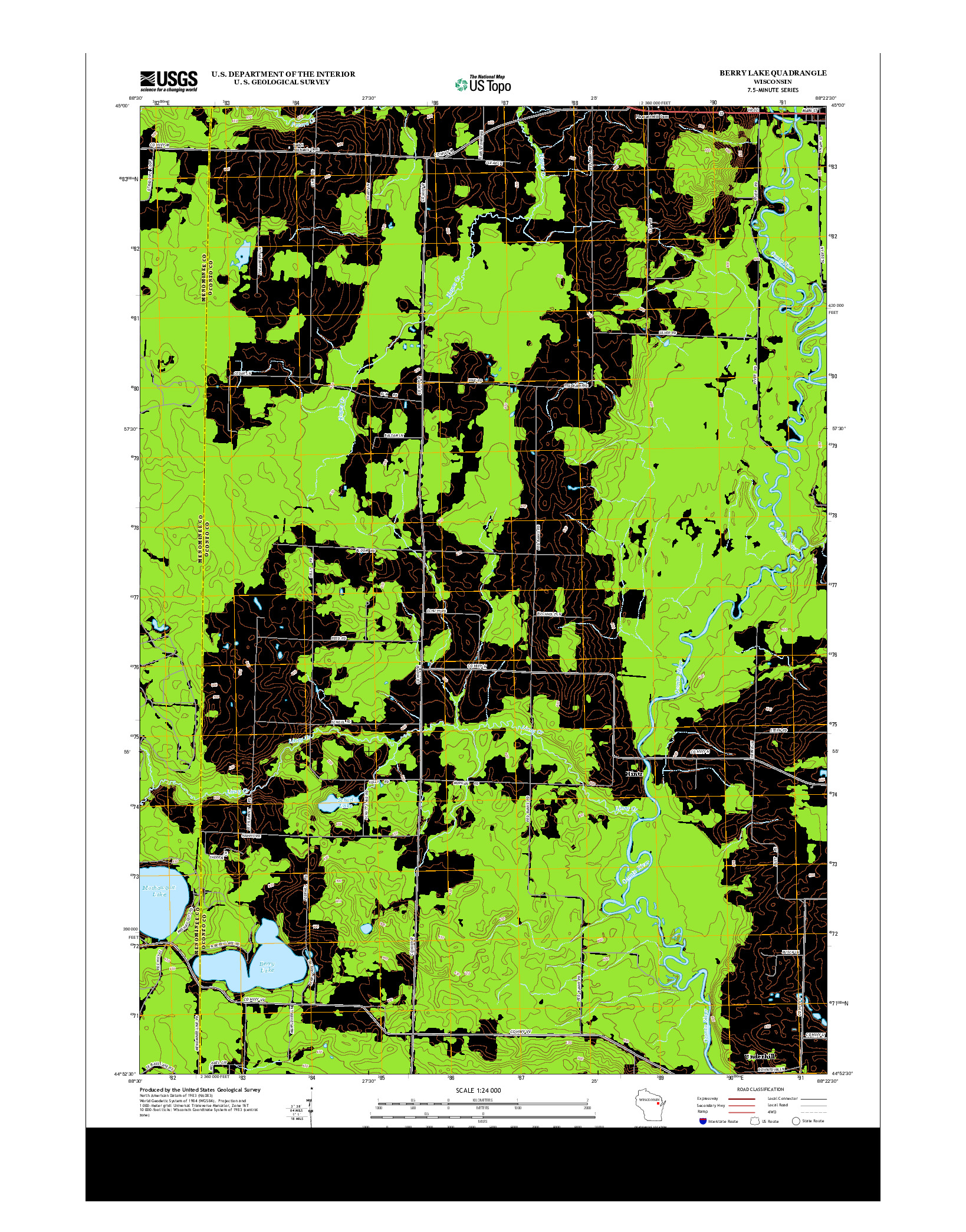USGS US TOPO 7.5-MINUTE MAP FOR BERRY LAKE, WI 2013