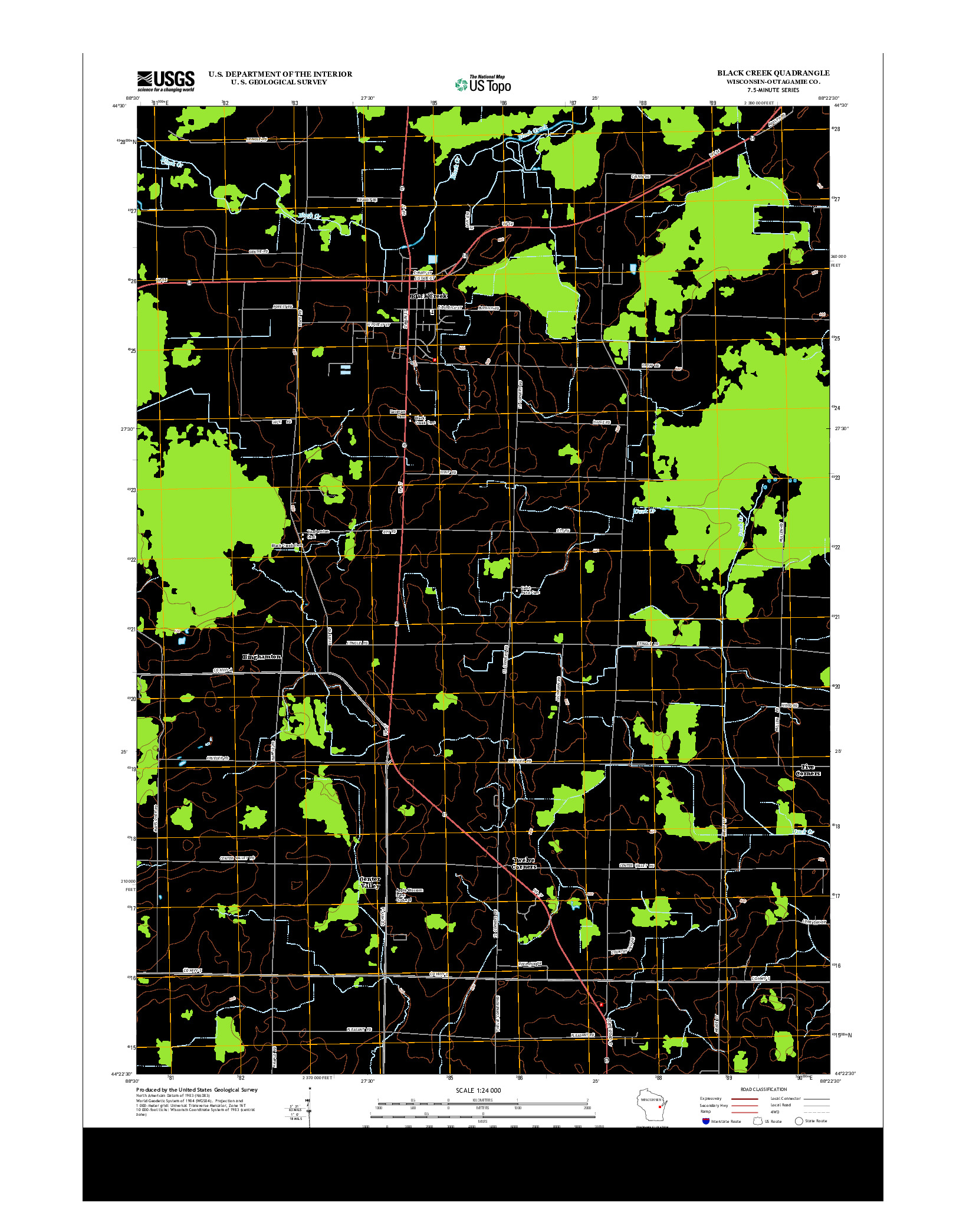 USGS US TOPO 7.5-MINUTE MAP FOR BLACK CREEK, WI 2013