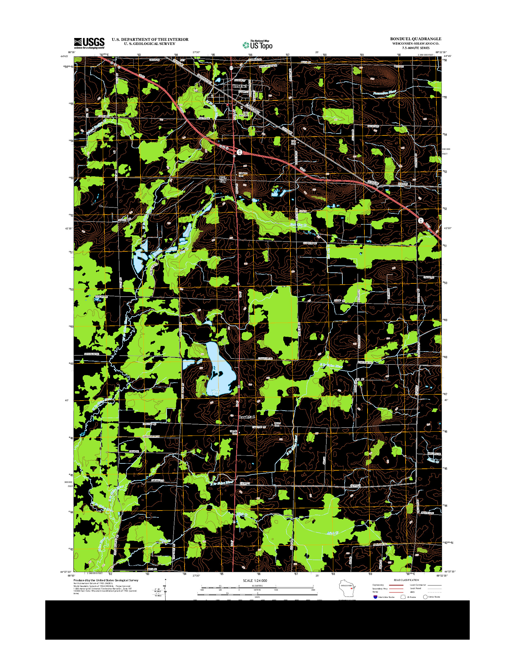 USGS US TOPO 7.5-MINUTE MAP FOR BONDUEL, WI 2013