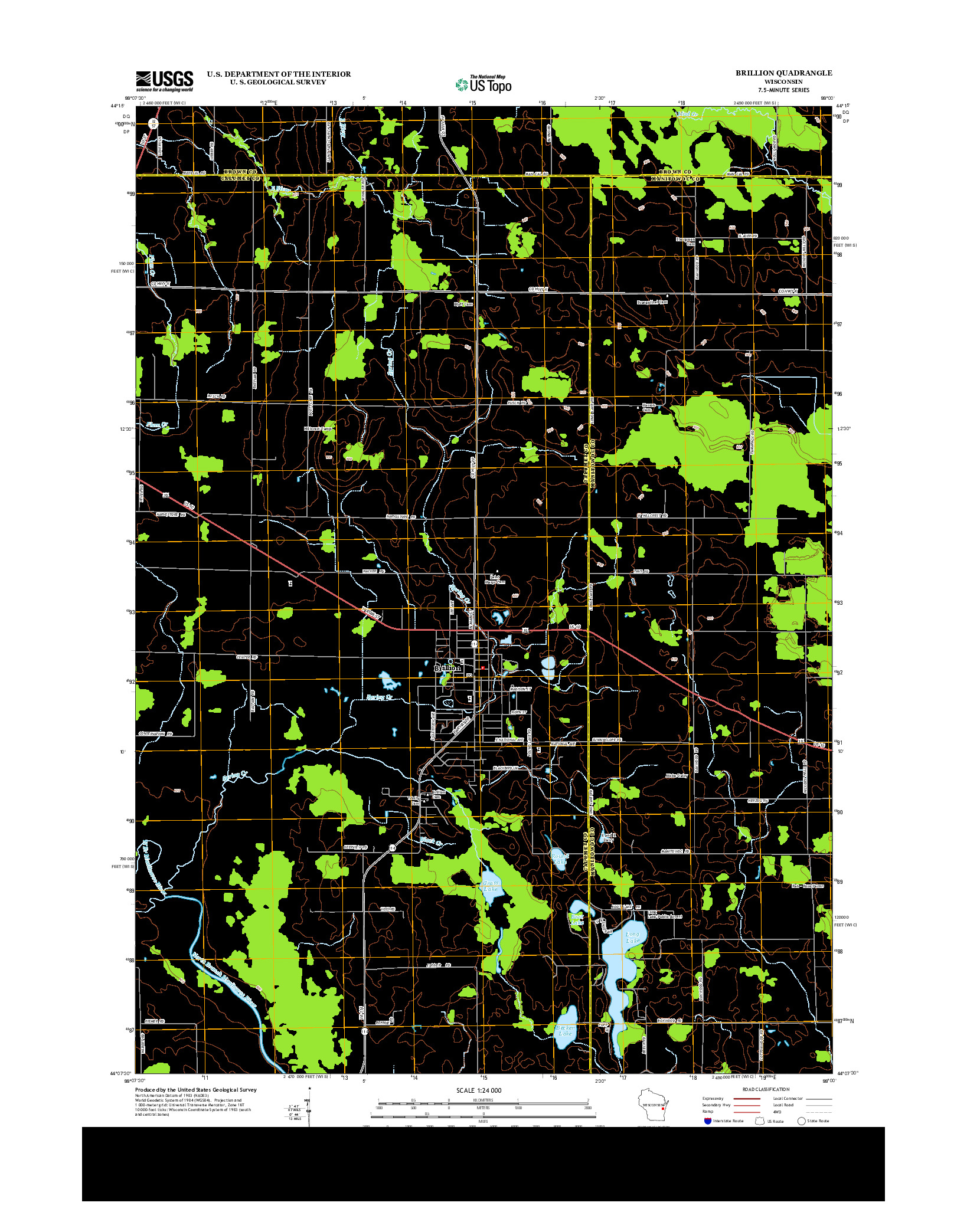 USGS US TOPO 7.5-MINUTE MAP FOR BRILLION, WI 2013