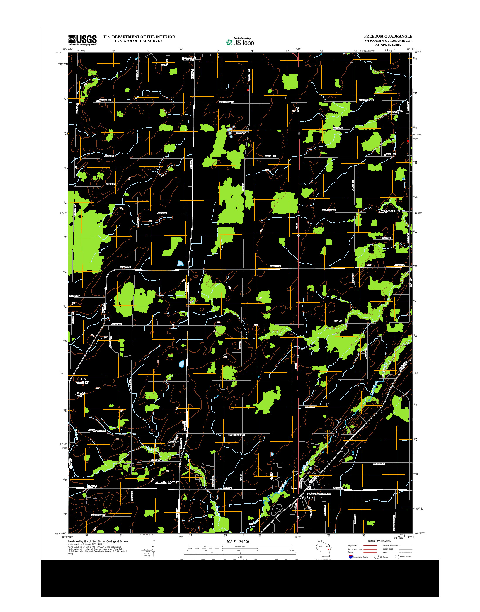 USGS US TOPO 7.5-MINUTE MAP FOR FREEDOM, WI 2013