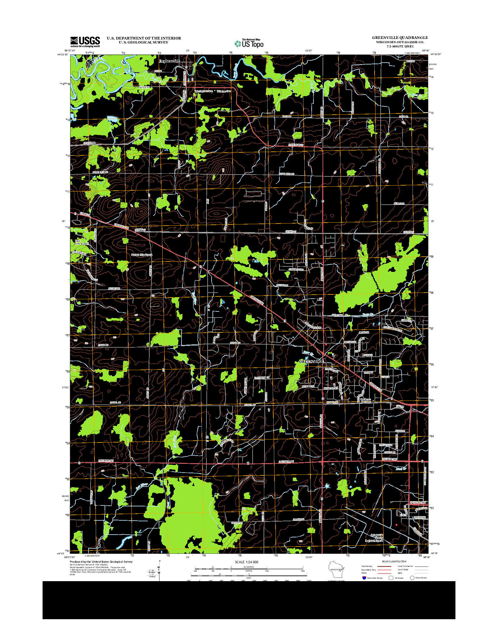 USGS US TOPO 7.5-MINUTE MAP FOR GREENVILLE, WI 2013