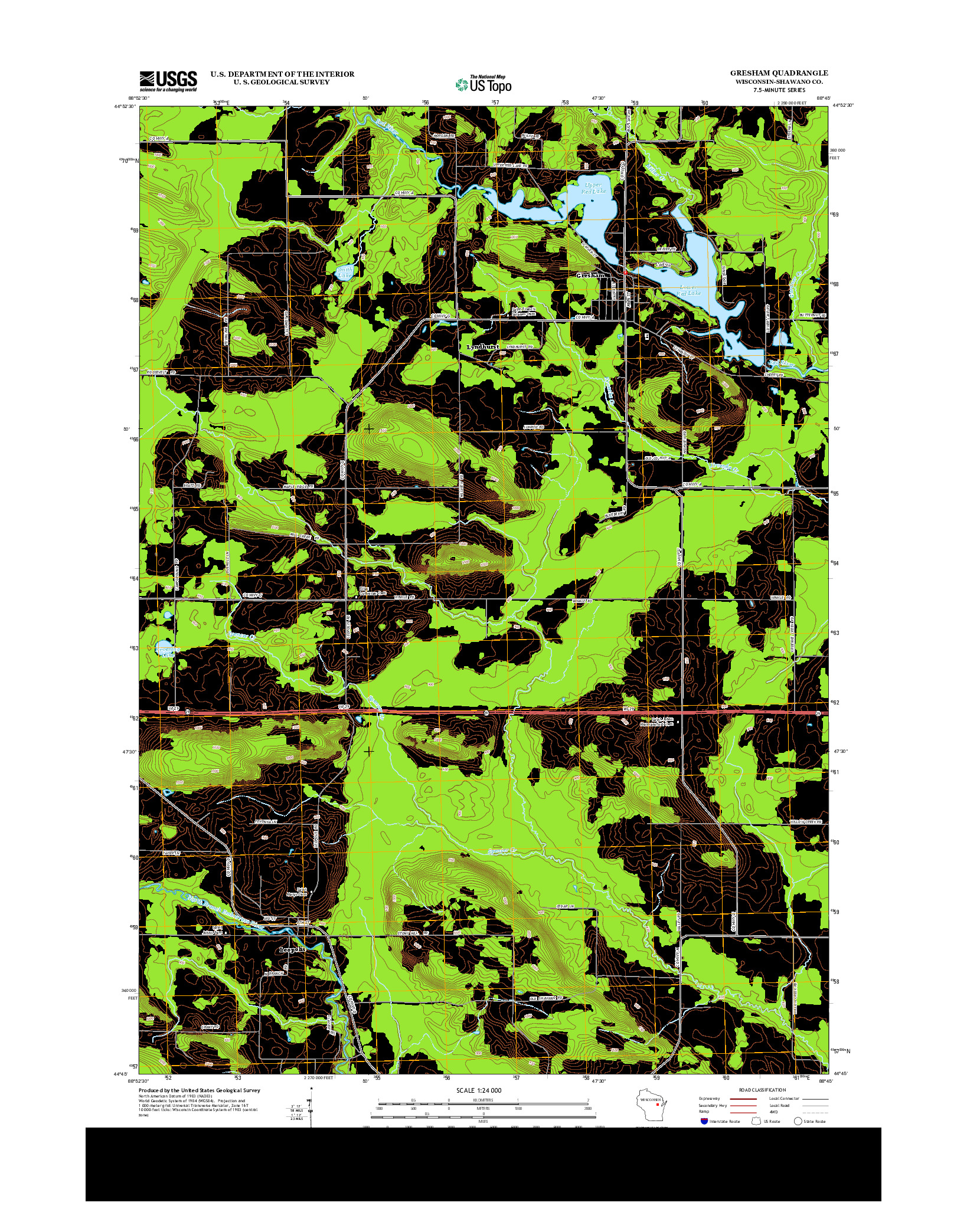 USGS US TOPO 7.5-MINUTE MAP FOR GRESHAM, WI 2013