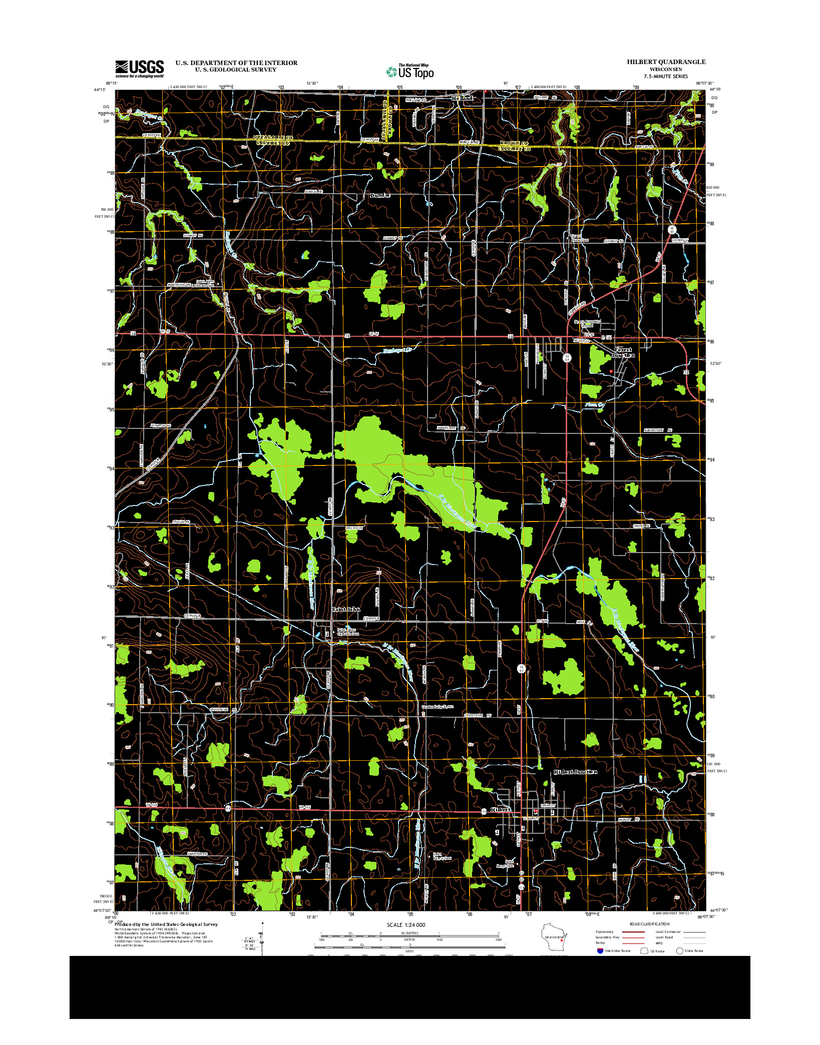 USGS US TOPO 7.5-MINUTE MAP FOR HILBERT, WI 2013
