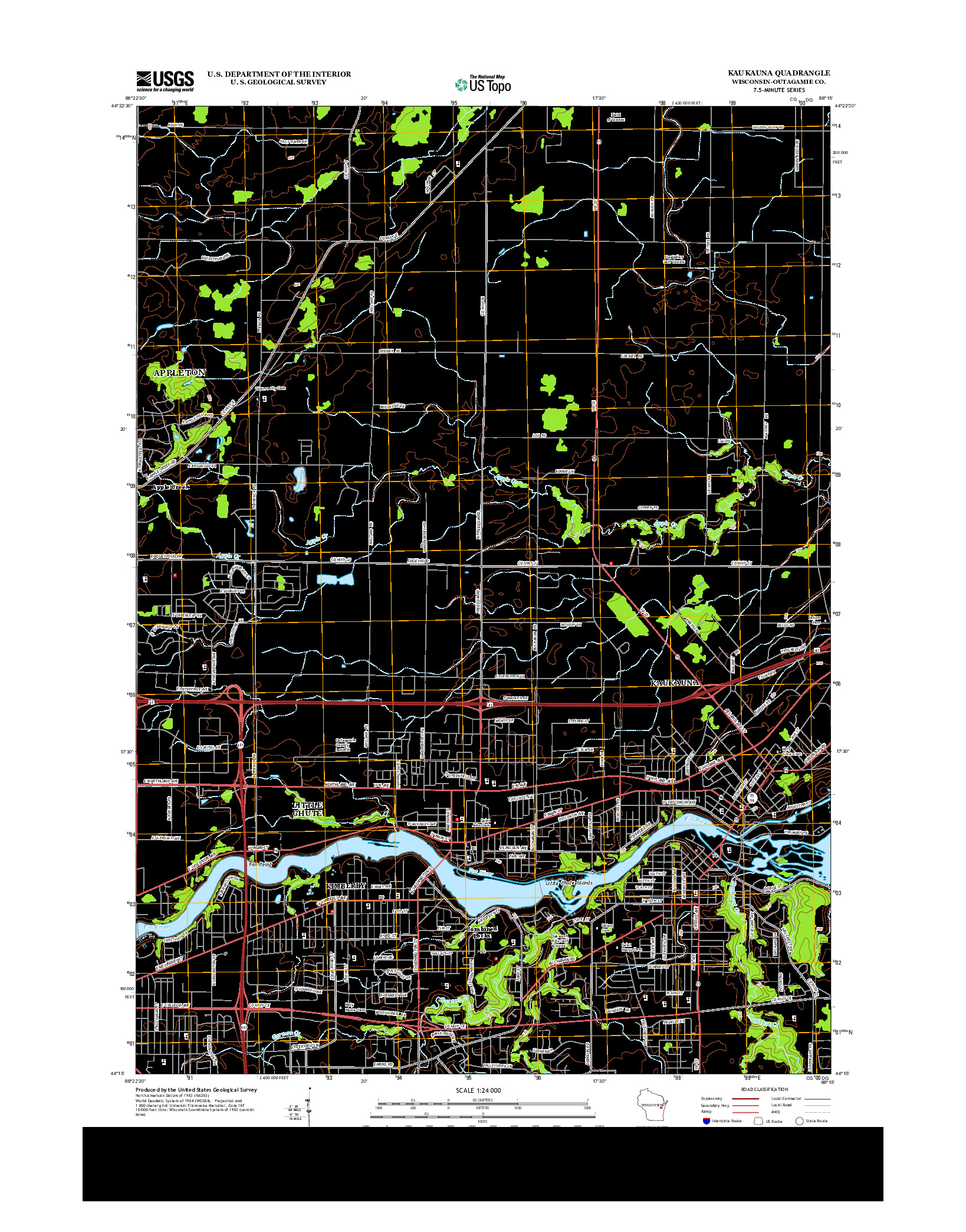 USGS US TOPO 7.5-MINUTE MAP FOR KAUKAUNA, WI 2013