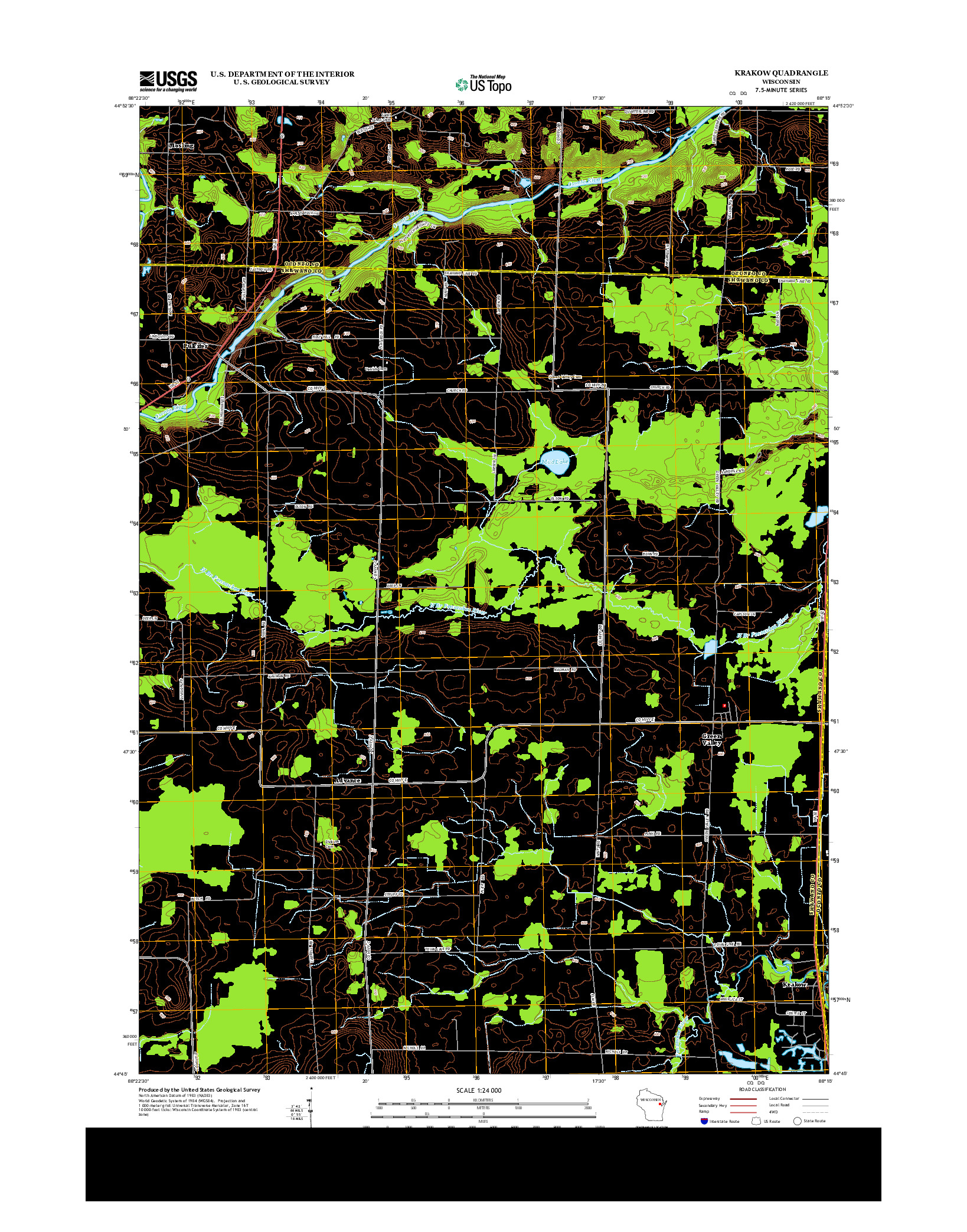 USGS US TOPO 7.5-MINUTE MAP FOR KRAKOW, WI 2013